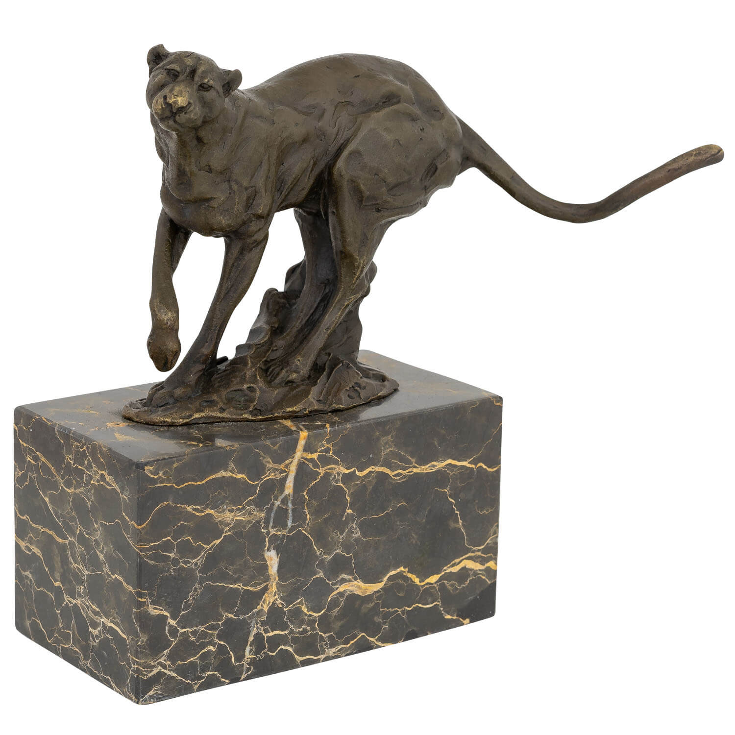 Bronzeskulptur Puma Raubkatze im Antik-Stil Bronze Figur 20cm