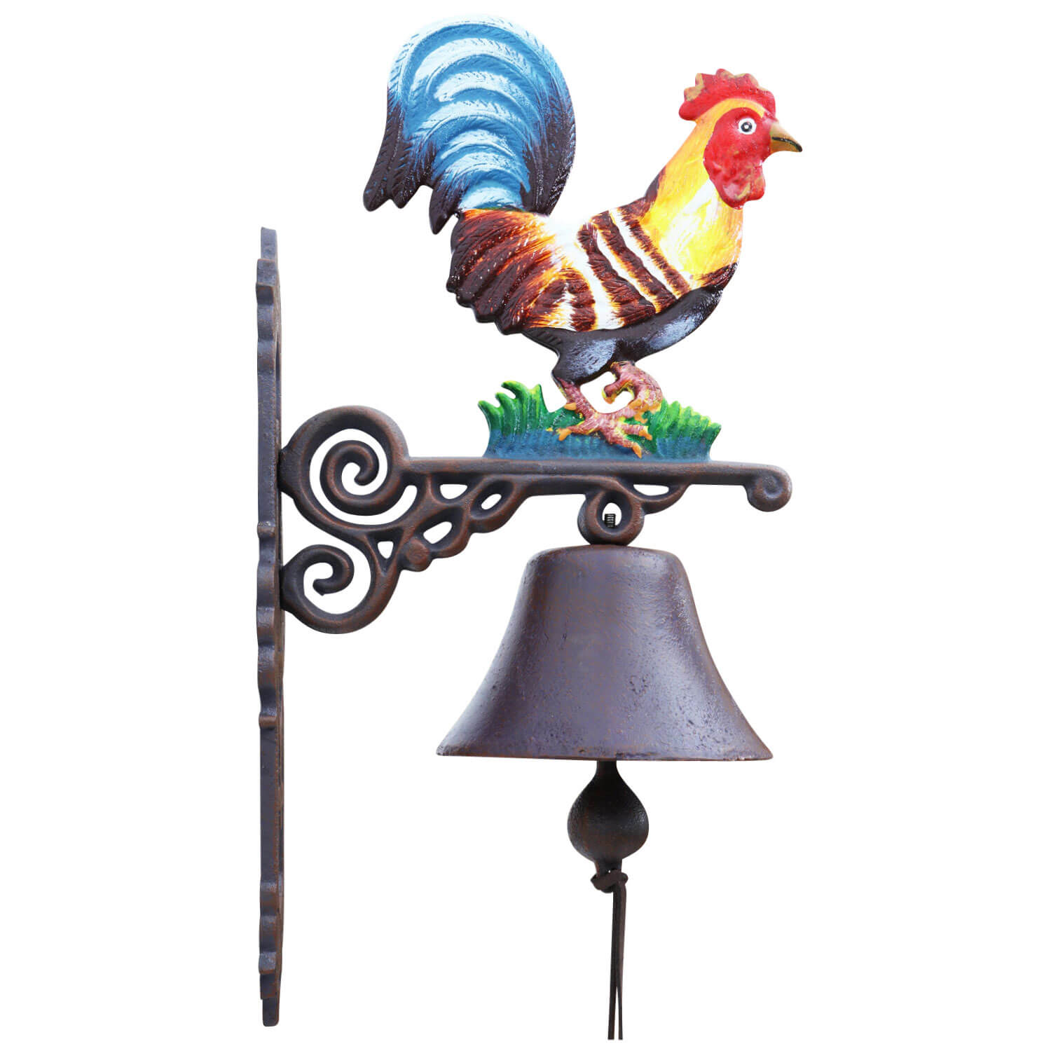 Wandglocke Türglocke Glocke Gusseisen Hahn Dekoration Eisen Antik-Stil 40cm