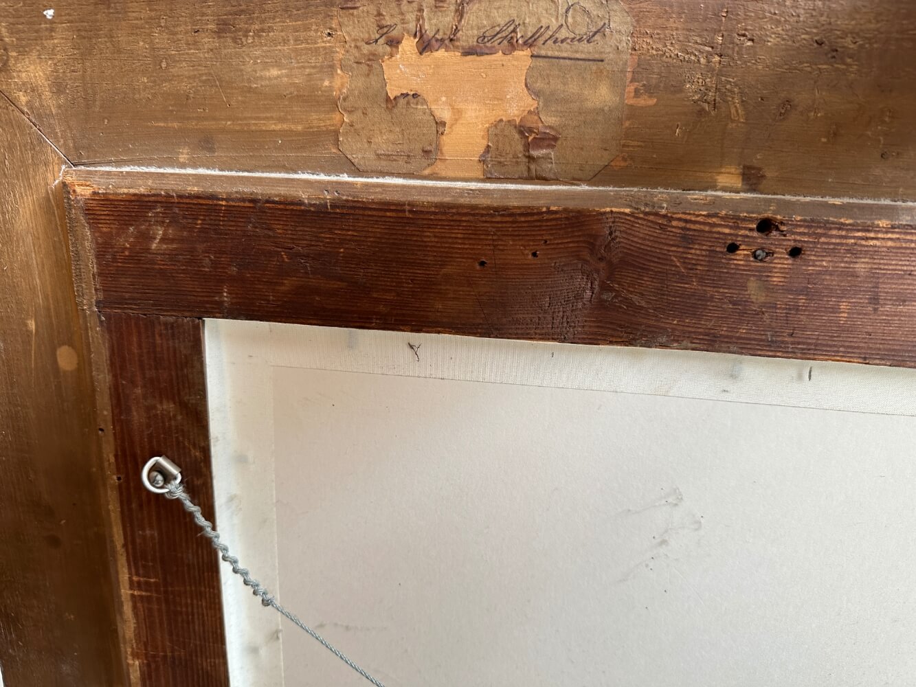 Bilderrahmen, Holzrahmen, Leinwand, Braunes Holz, Aufhängedraht