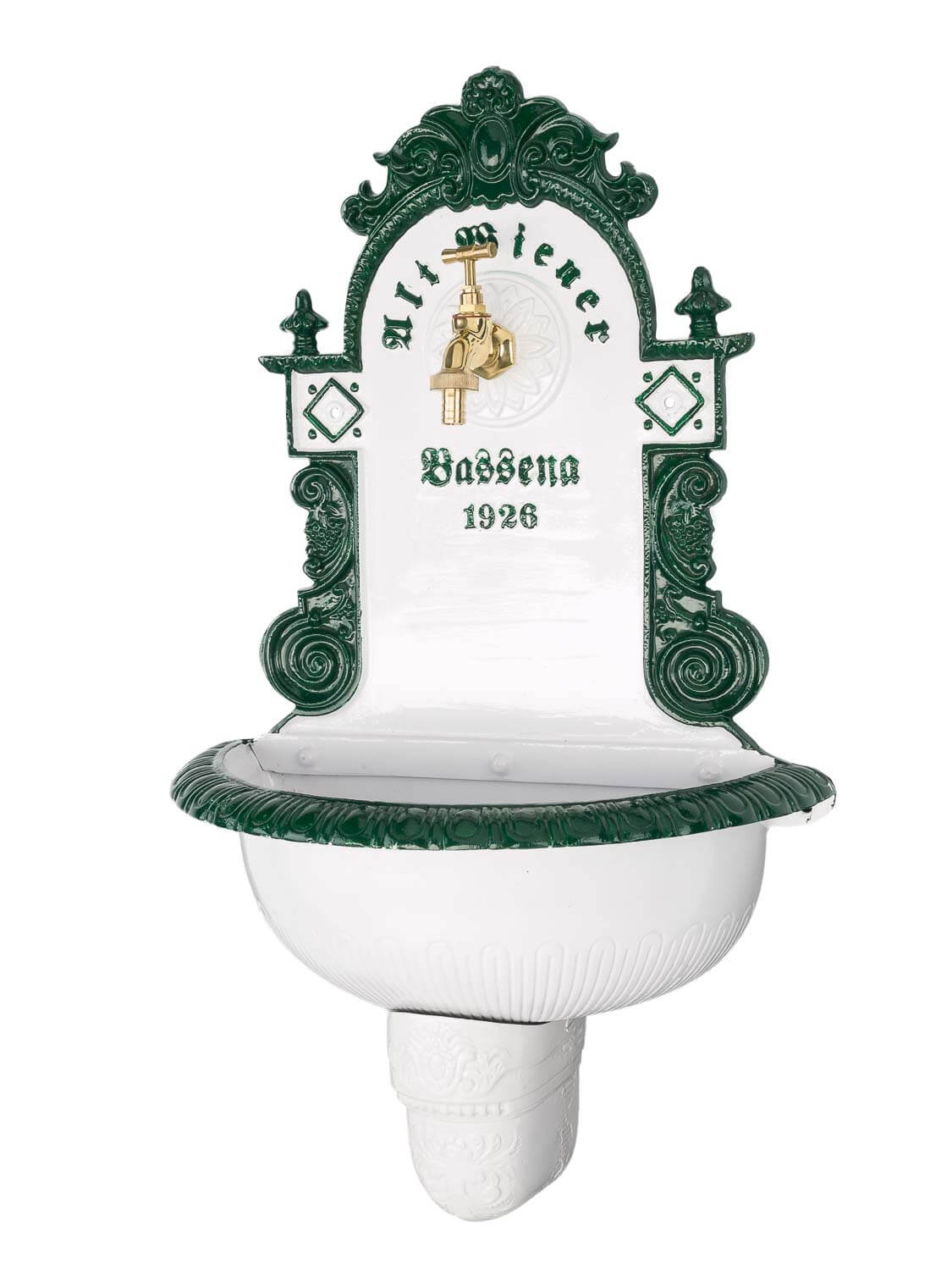 Brunnen Wandbrunnen 72cm Aluminium Waschbecken im Nostalgie antik Stil fountain