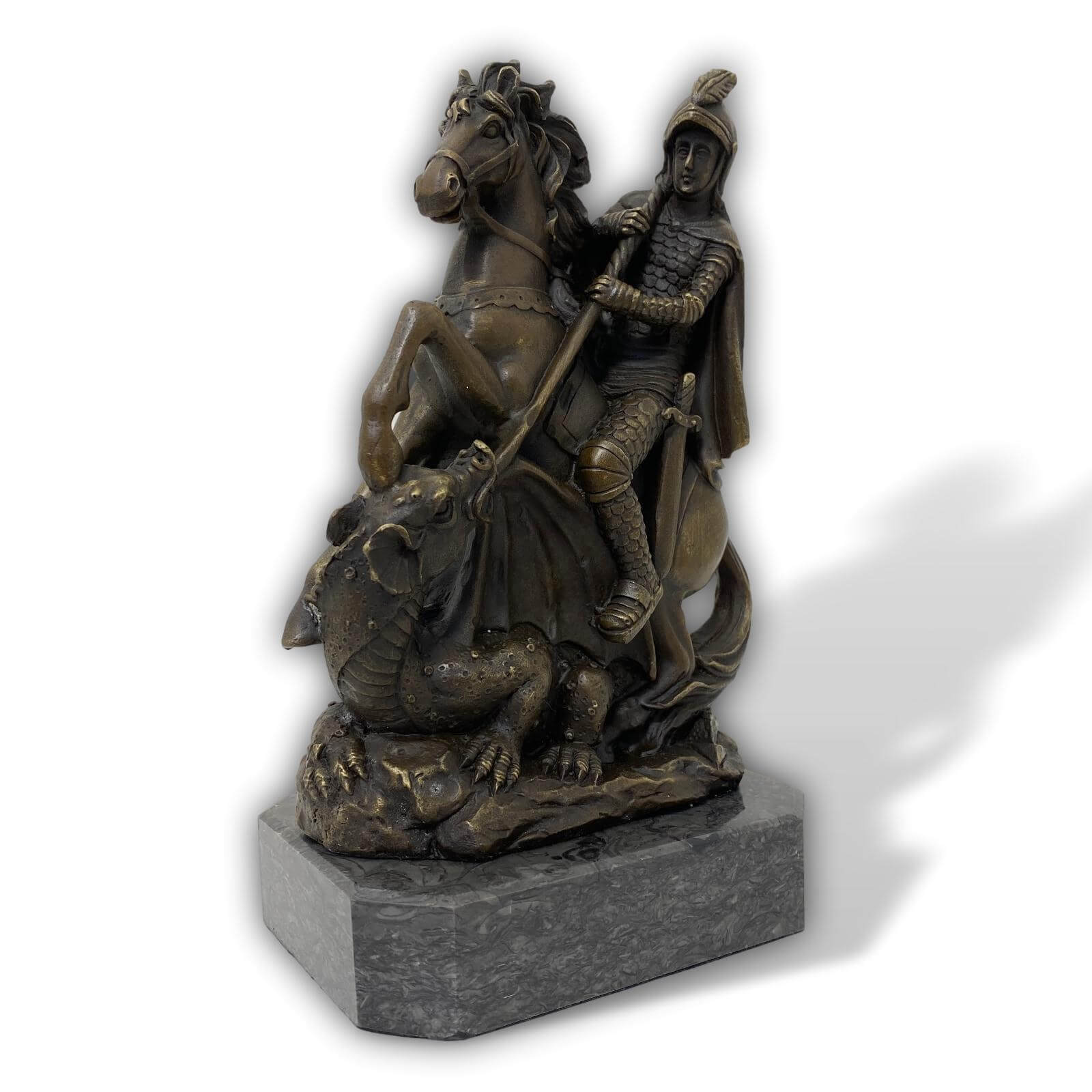 Skulptur Bronze Figur St.Georg der Drachentöter Mythologie Antik-Stil