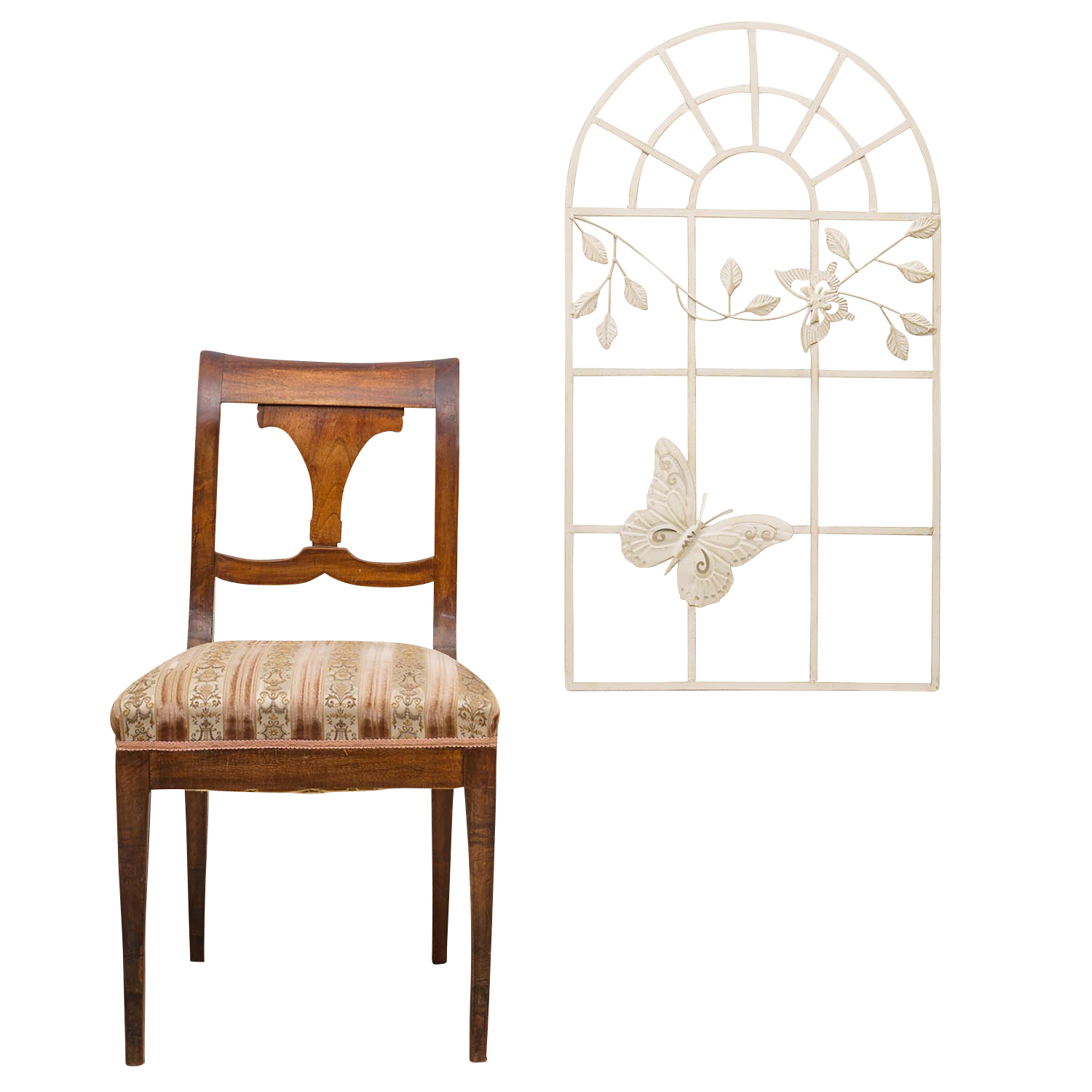 Nostalgie Stallfenster Fenster Metall Rahmen Schmetterling Antik-Stil creme 97cm