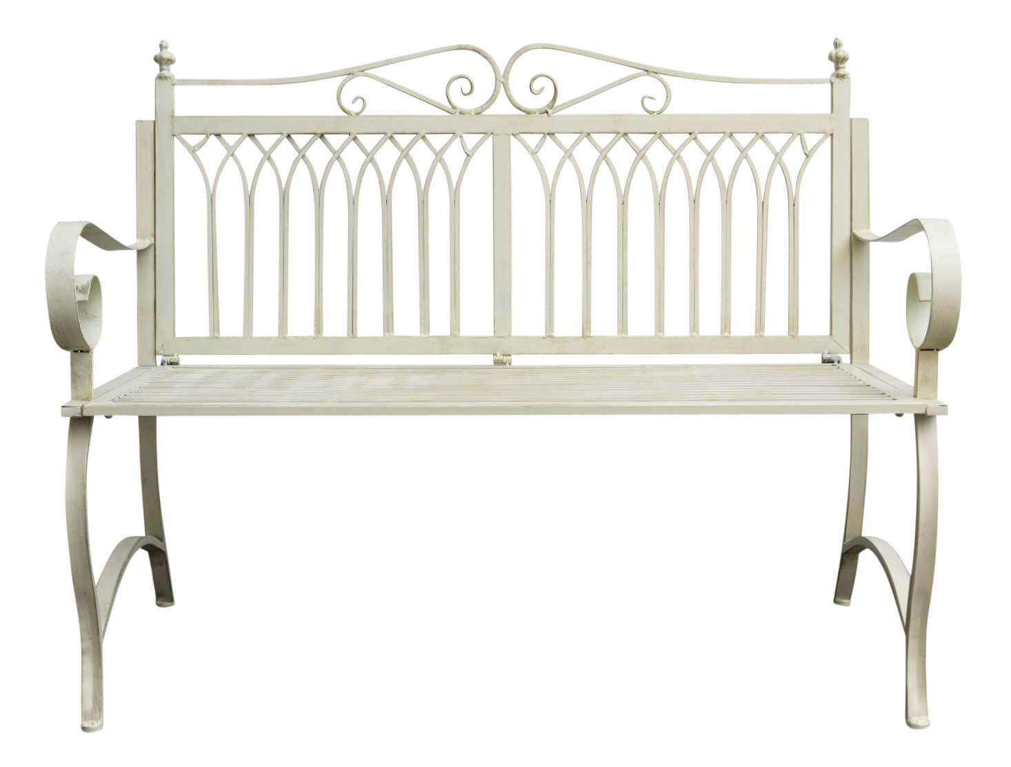 Gartenbank Bank Antik-Stil Garten Metall creme weiß Gartenmöbel Parkbank 119cm