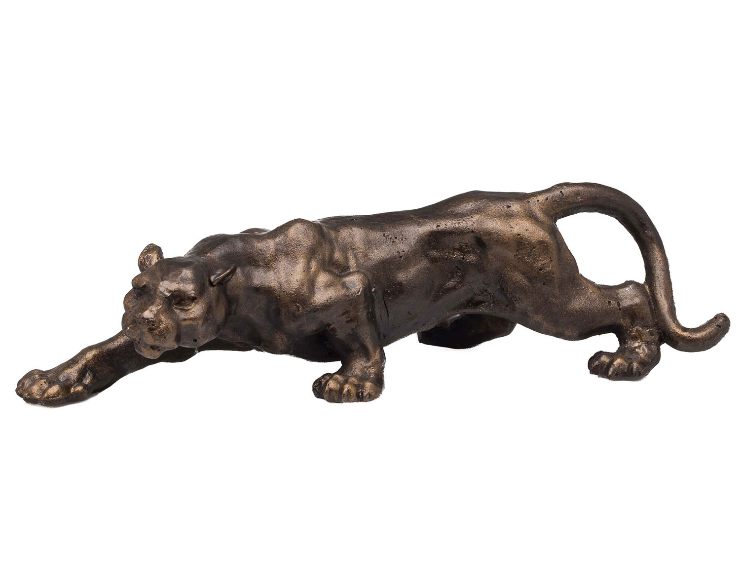 Figur Panther Leopard Puma Skulptur Jaguar Eisen in Bronze Optik sculpture