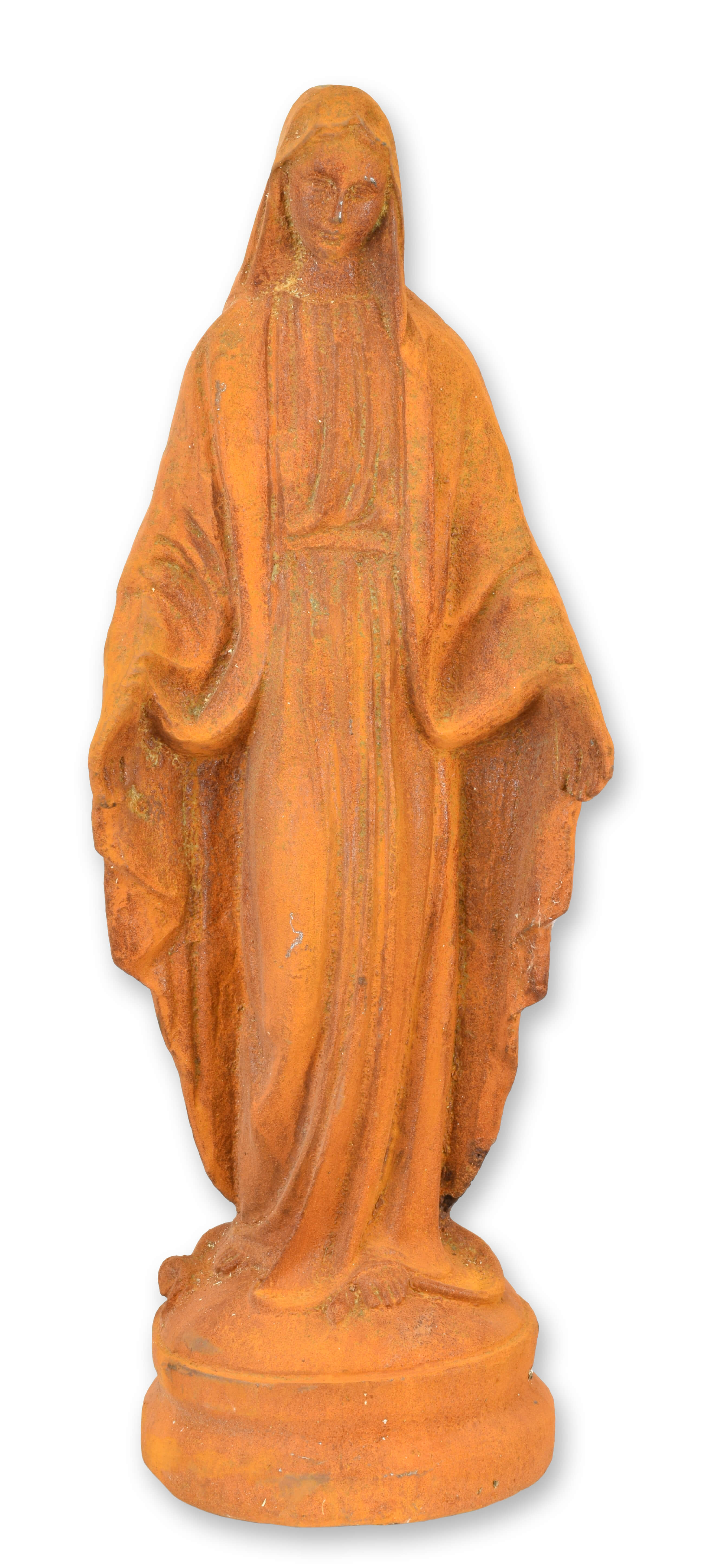Eine rostige Madonnenfigur aus Gusseisen Replikat Retro Design Dekoration