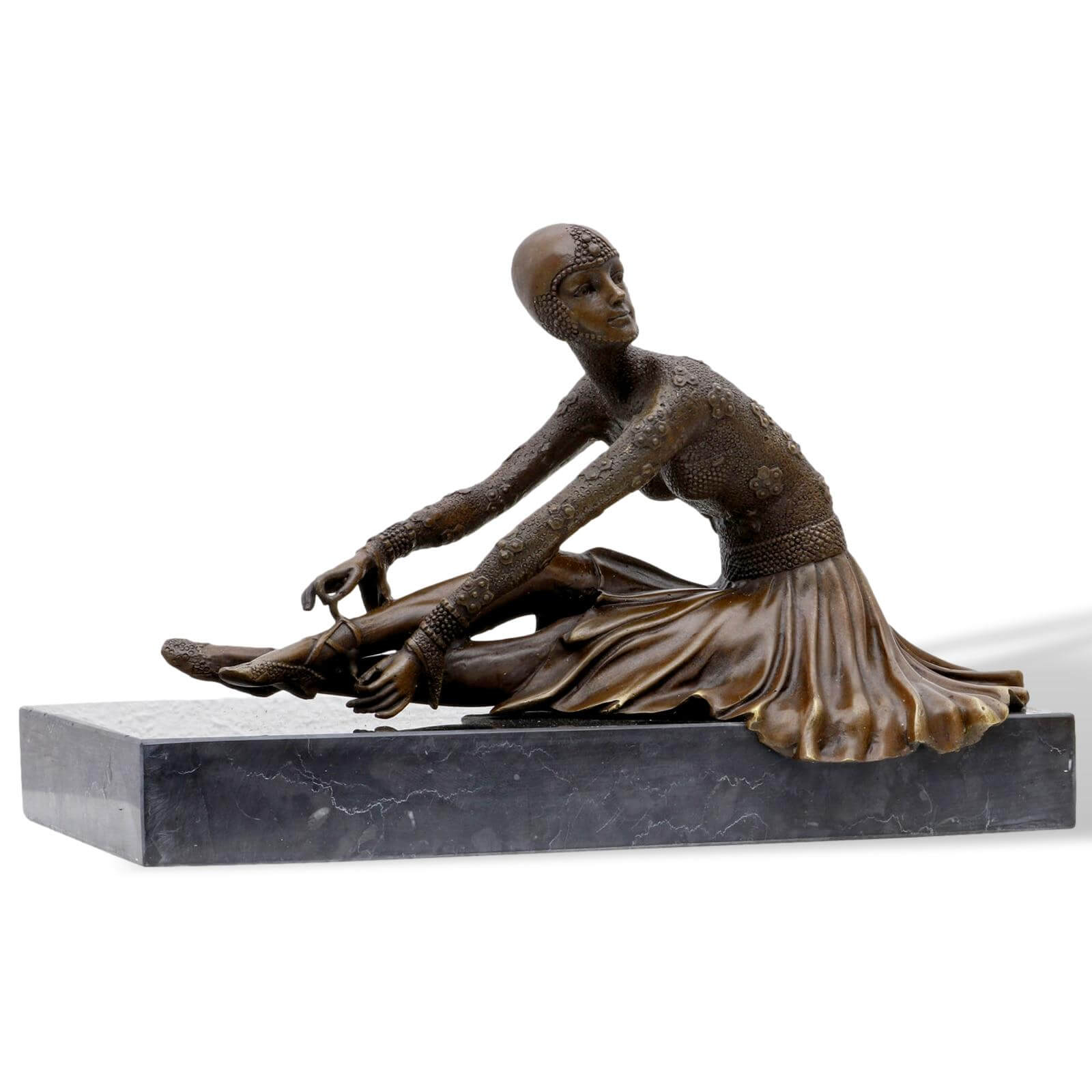 Bronzeskulptur Bronze Figur Tänzerin nach Chiparus Skulptur Antik-Stil Replik