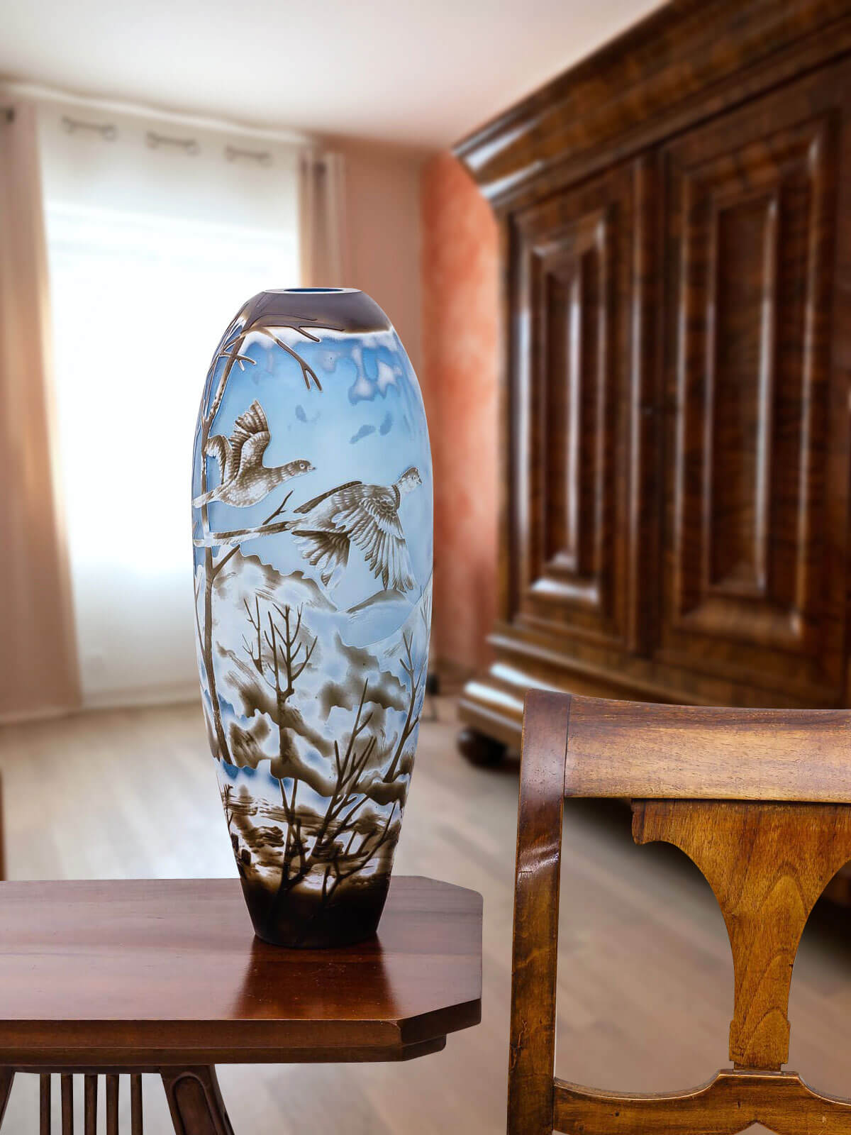 Vase Replika nach Galle Gallé Glasvase Glas Antik-Jugendstil-Stil Kopie c1