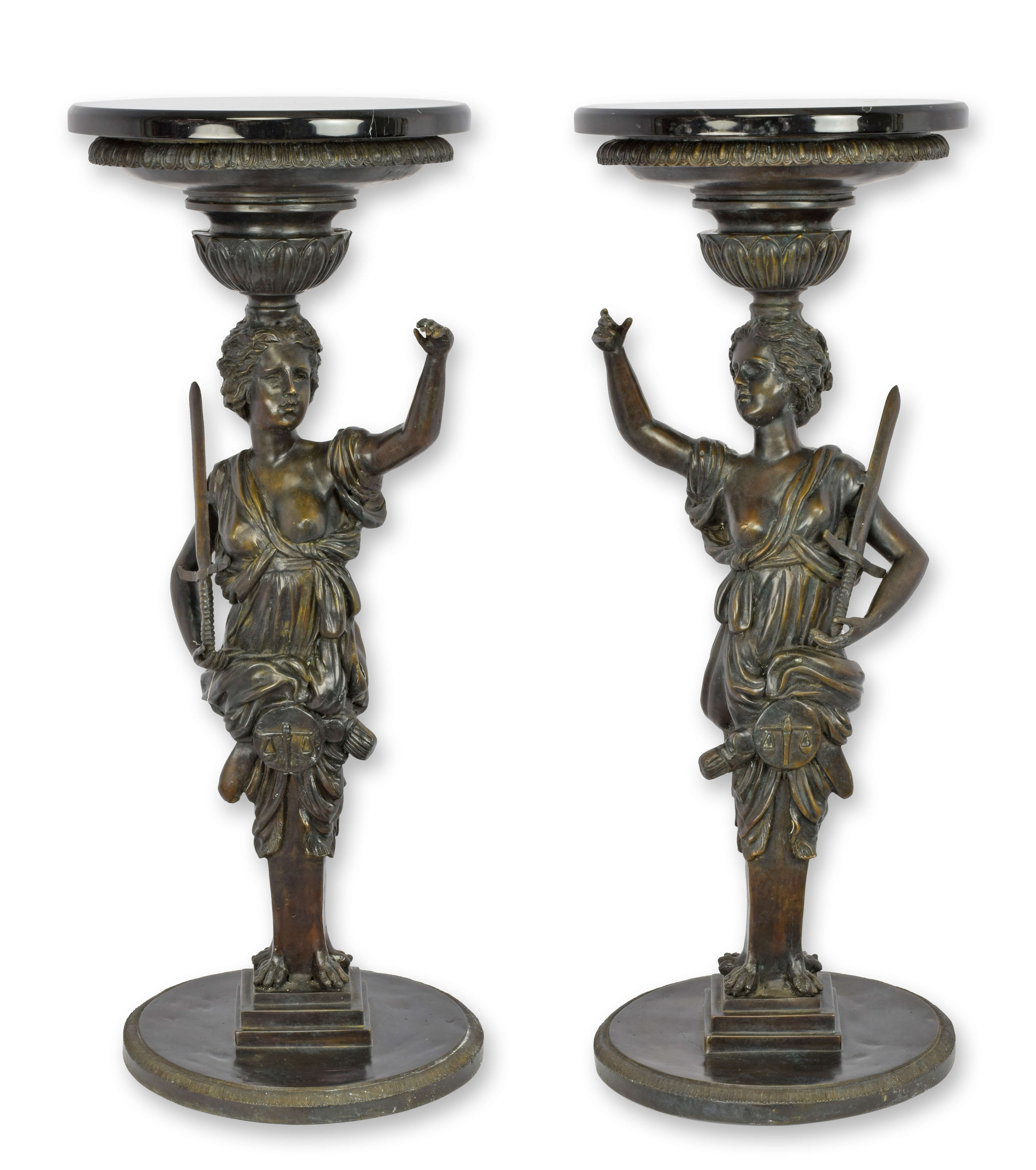 Paar Skulptur Guéridons Podest Bronze Replikat Retro Design Dekoration