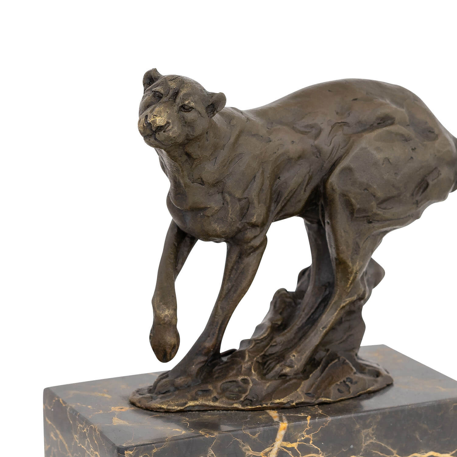 Bronzeskulptur Puma Raubkatze im Antik-Stil Bronze Figur 20cm
