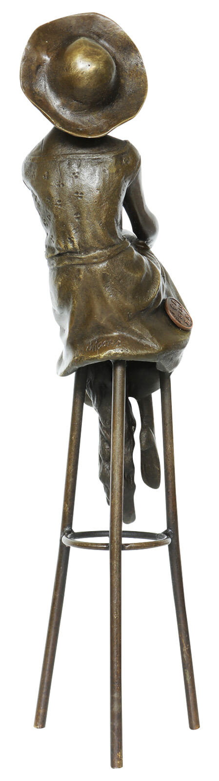 Bronzeskulptur Bronze Figur Frau auf Barhocker nach Chiparus Antik-Stil Replik