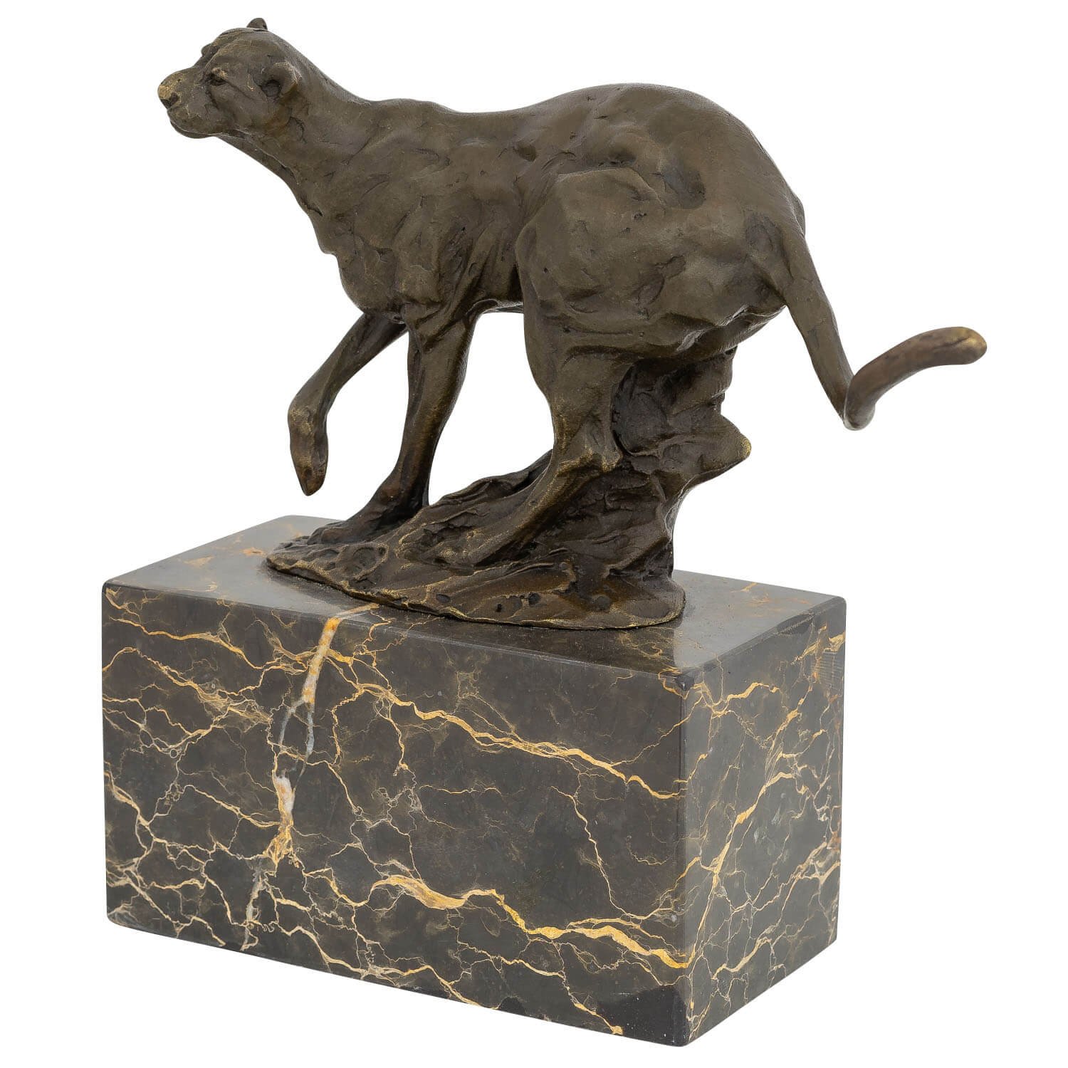 Bronzeskulptur Puma Raubkatze im Antik-Stil Bronze Figur 20cm