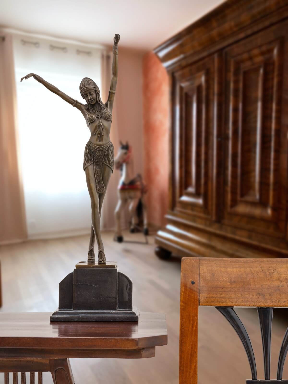 Bronzeskulptur Ägyptische Tänzerin nach Chiparus Antik-Stil 55cm Replik Kopie