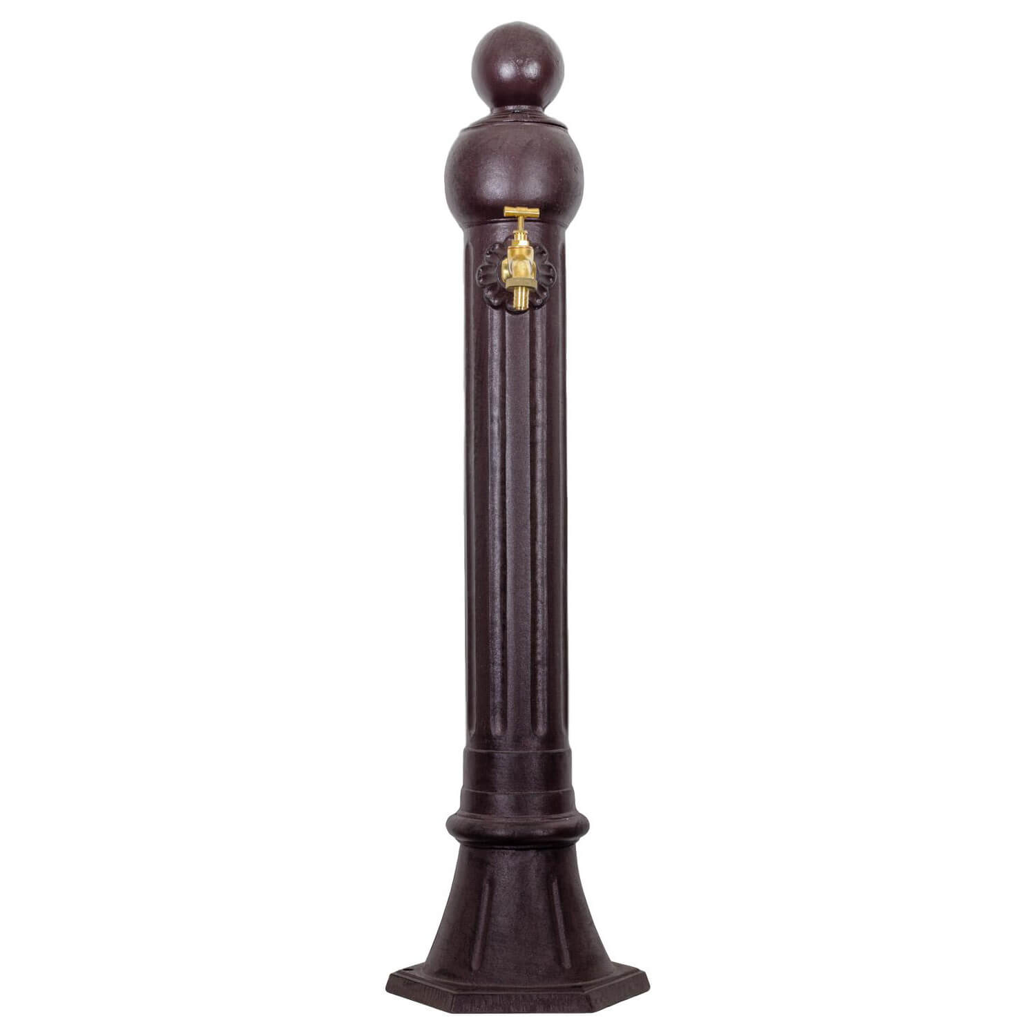 Standbrunnen 97cm Alu braun Brunnen Waschbecken Zapfsäule Antik-Stil