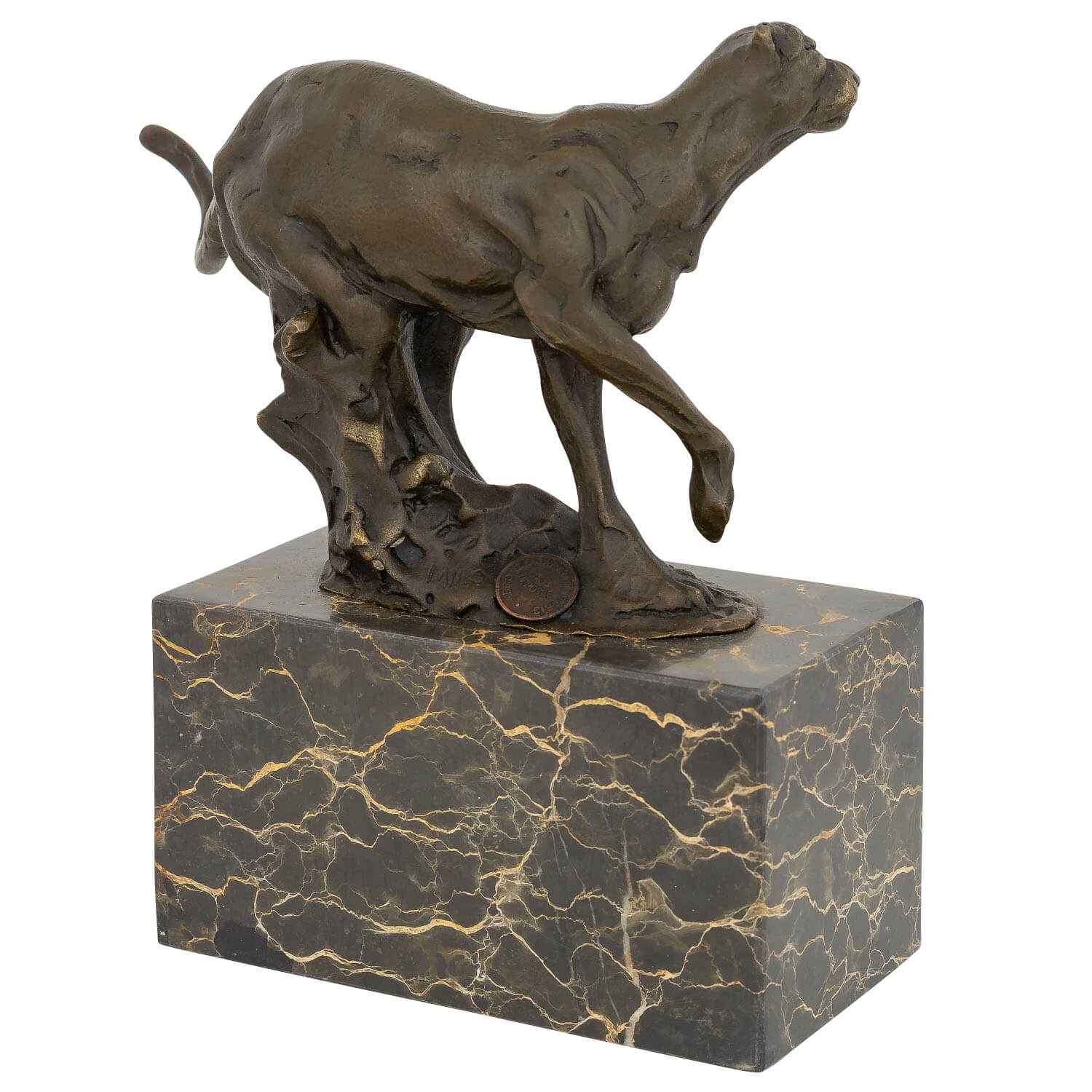 Bronzeskulptur Puma Raubkatze im Antik-Stil Bronze Figur 20cm