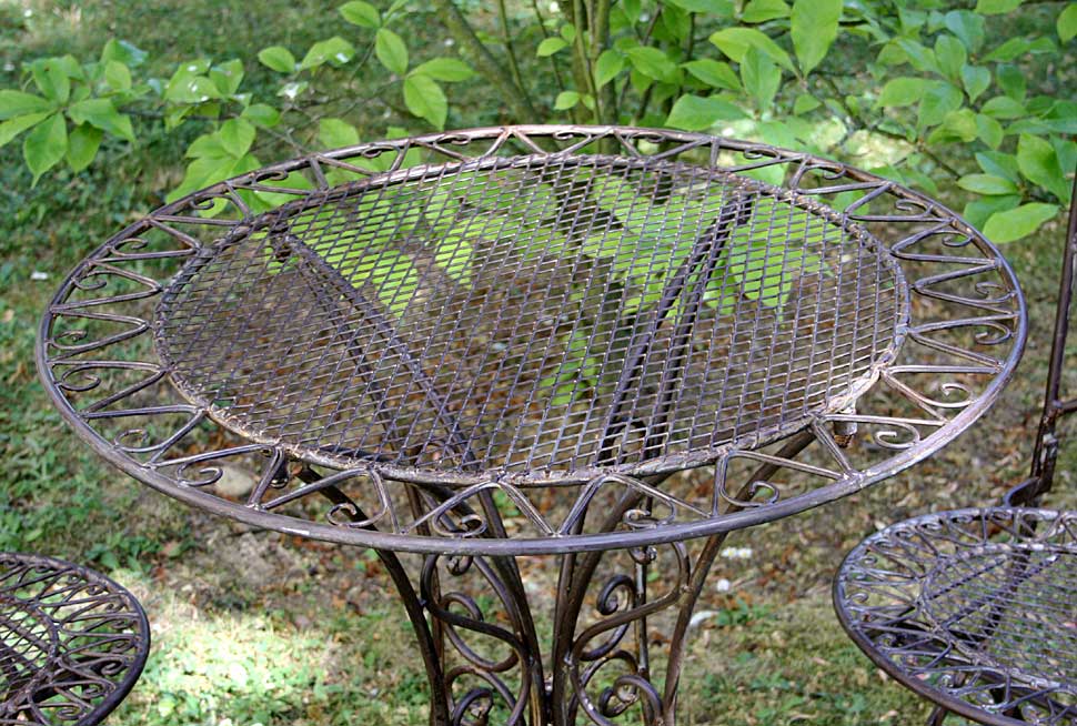 Gartentisch + 2x Stuhl Eisen antique Style Gartenmöbel garden furniture braun