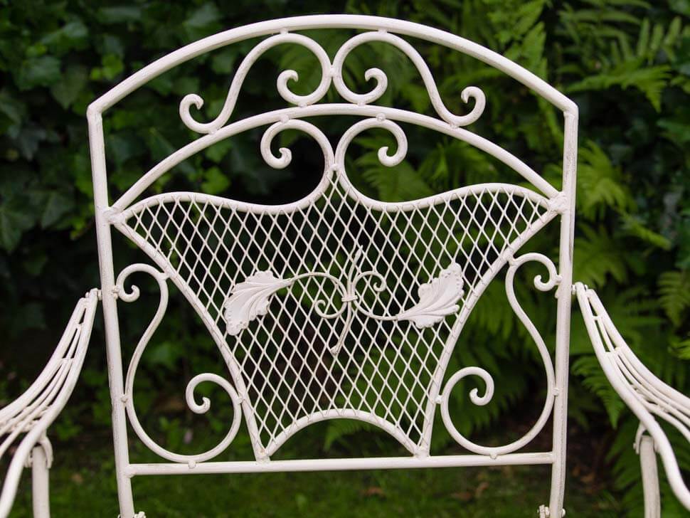 Nostalgie Gartensessel Stuhl Sessel Metall Klappstuhl antik Stil creme weiss