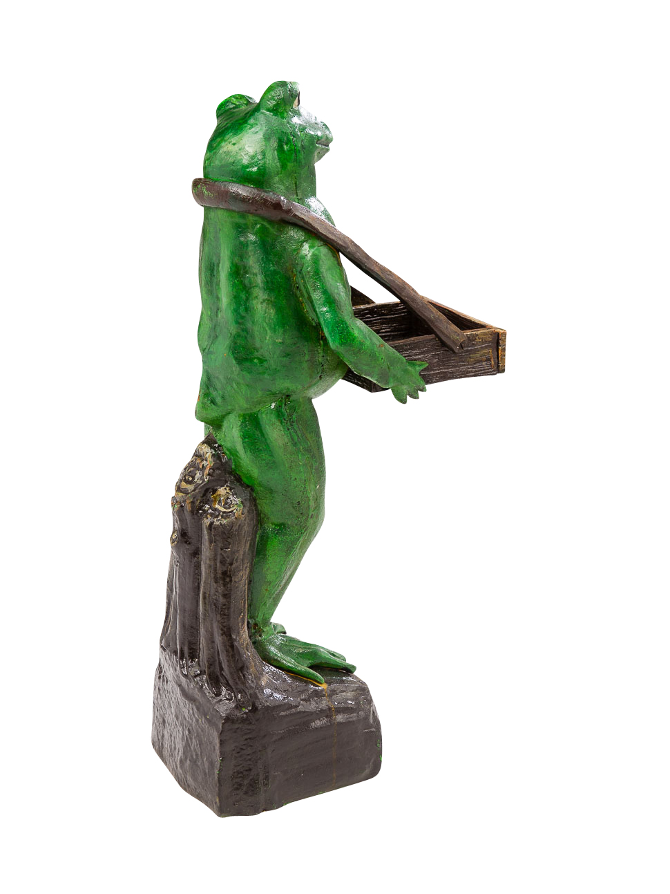 Figur Frosch Gartenfigur Kundenstopper Ständer Visitenkarten Skulptur Gusseisen