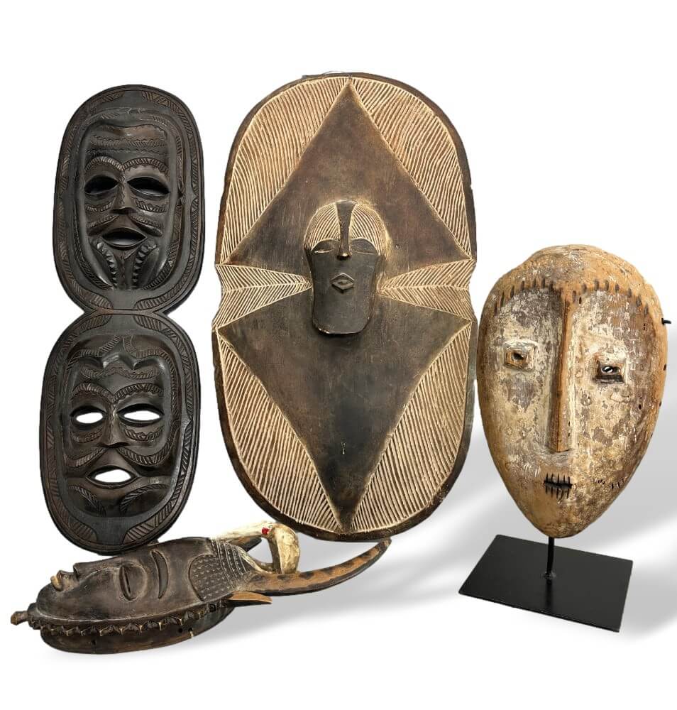 Maske, Schnitzmaske, Holzmaske, Tribal, Maskenpaar