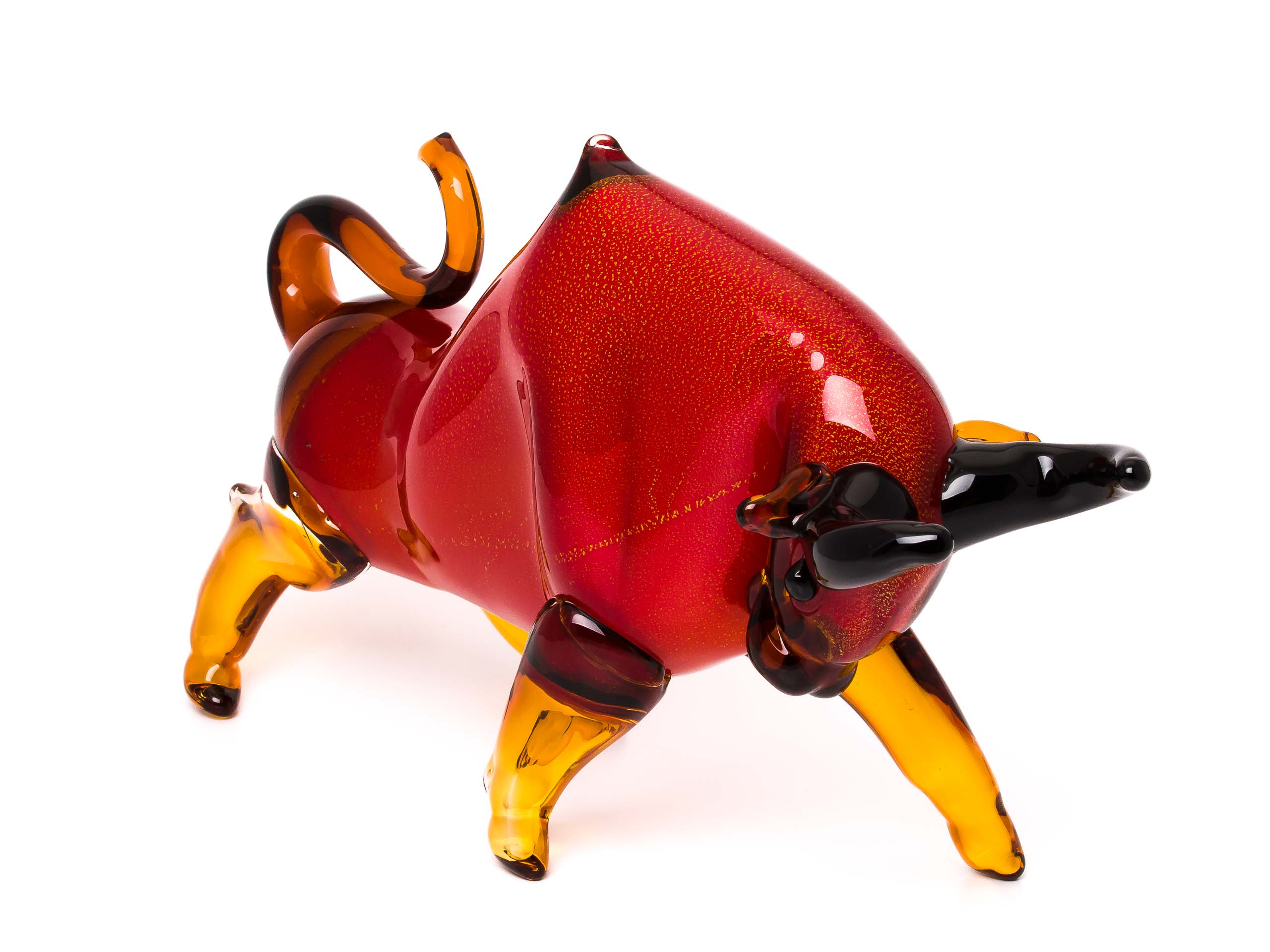 Stier aus Glas Figur rot Taurus glass bull Dekoration große Skulptur 48 cm