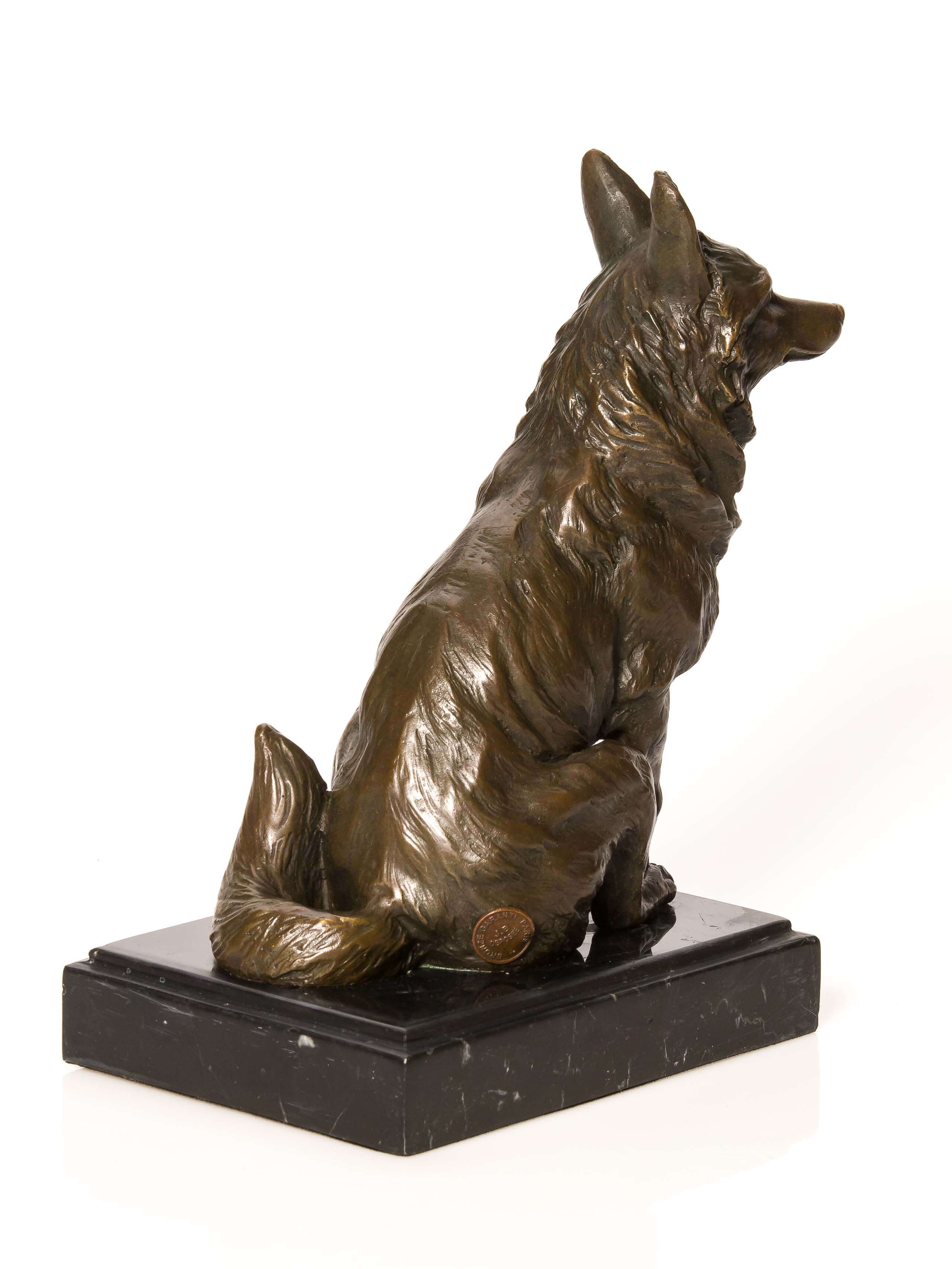 Bronzeskulptur Fuchs Bronze Stein Skulptur Figur Jagd Jäger