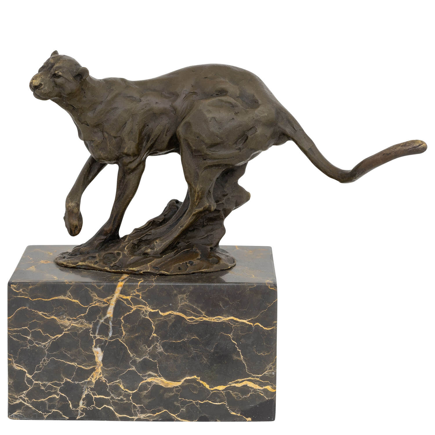 Bronzeskulptur Puma Raubkatze im Antik-Stil Bronze Figur 20cm