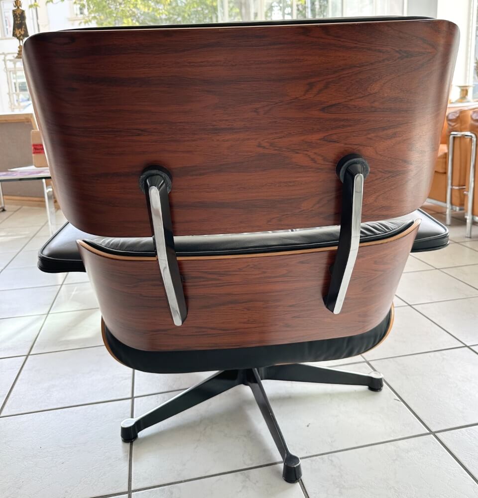 Schreibtischstuhl, Holzoptik, Schwarz, Drehstuhl, Kunstleder