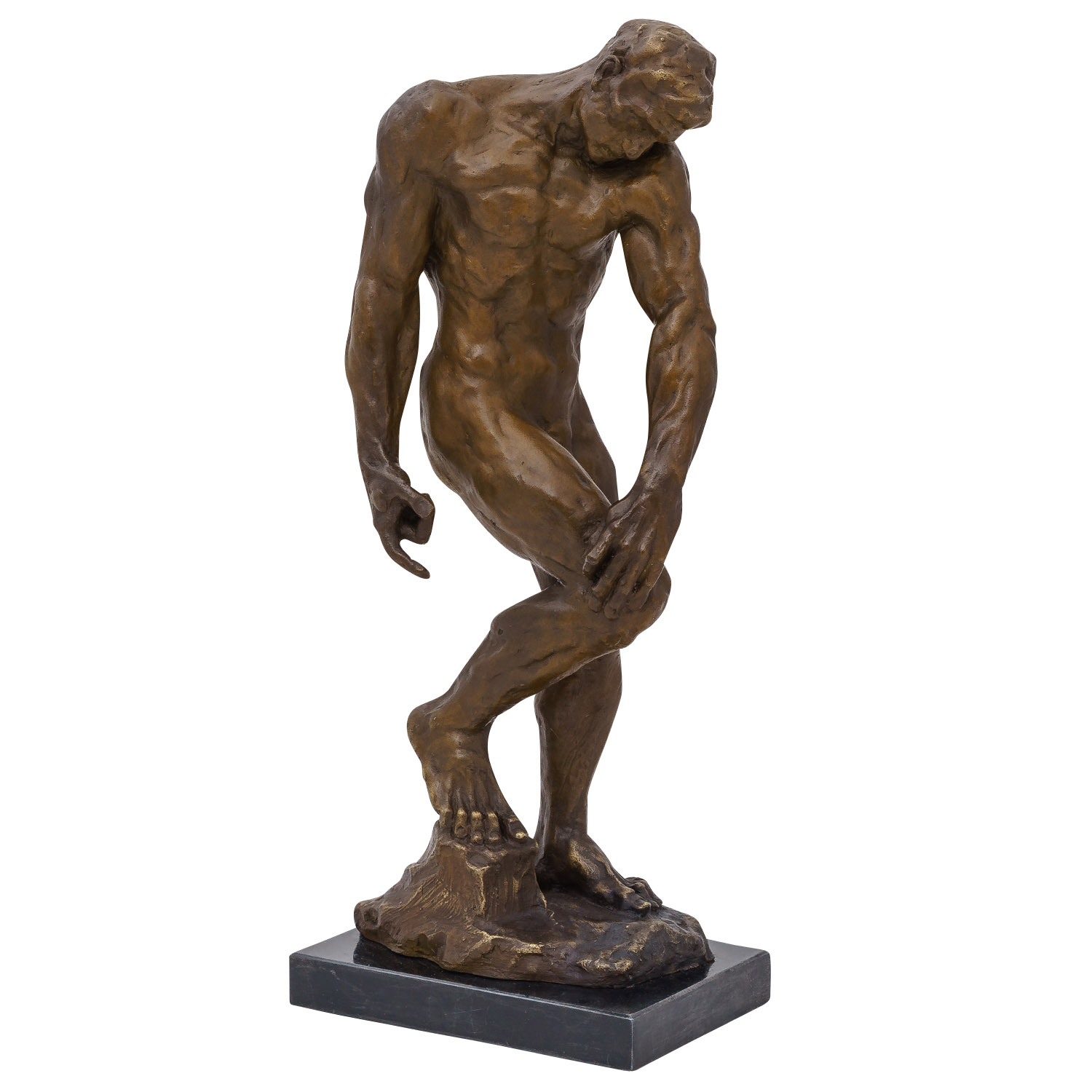 Bronzeskulptur Adam nach Rodin, Kopie, im Antik-Stil Bronze Figur Statue 55cm