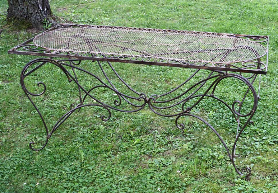 Gartentisch aus Eisen 160x80cm braun - Replikat Retro Design Dekoration