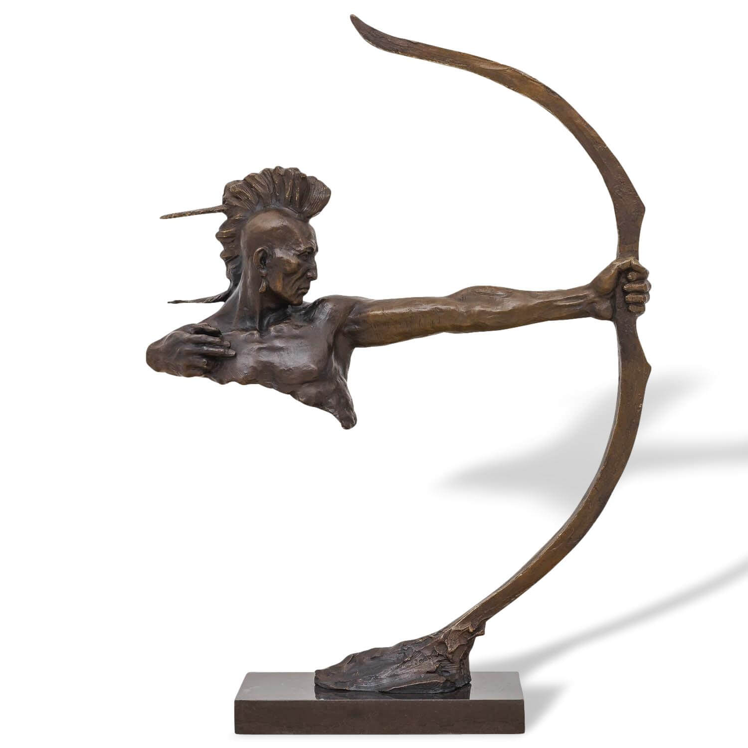 Bronzeskulptur Indianer mit Bogen Dekoration Moderne Skulptur Antik-Stil 86cm