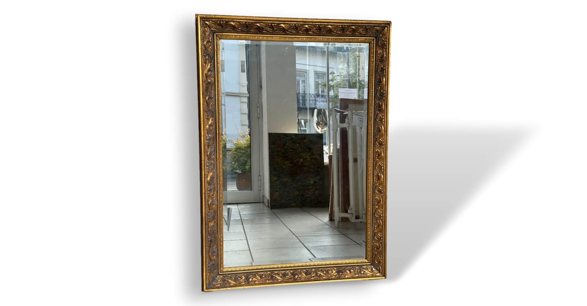 Wandspiegel, Goldener Rahmen, Ornamentierter Rahmen, Rechteckiger Spiegel, Barockstil