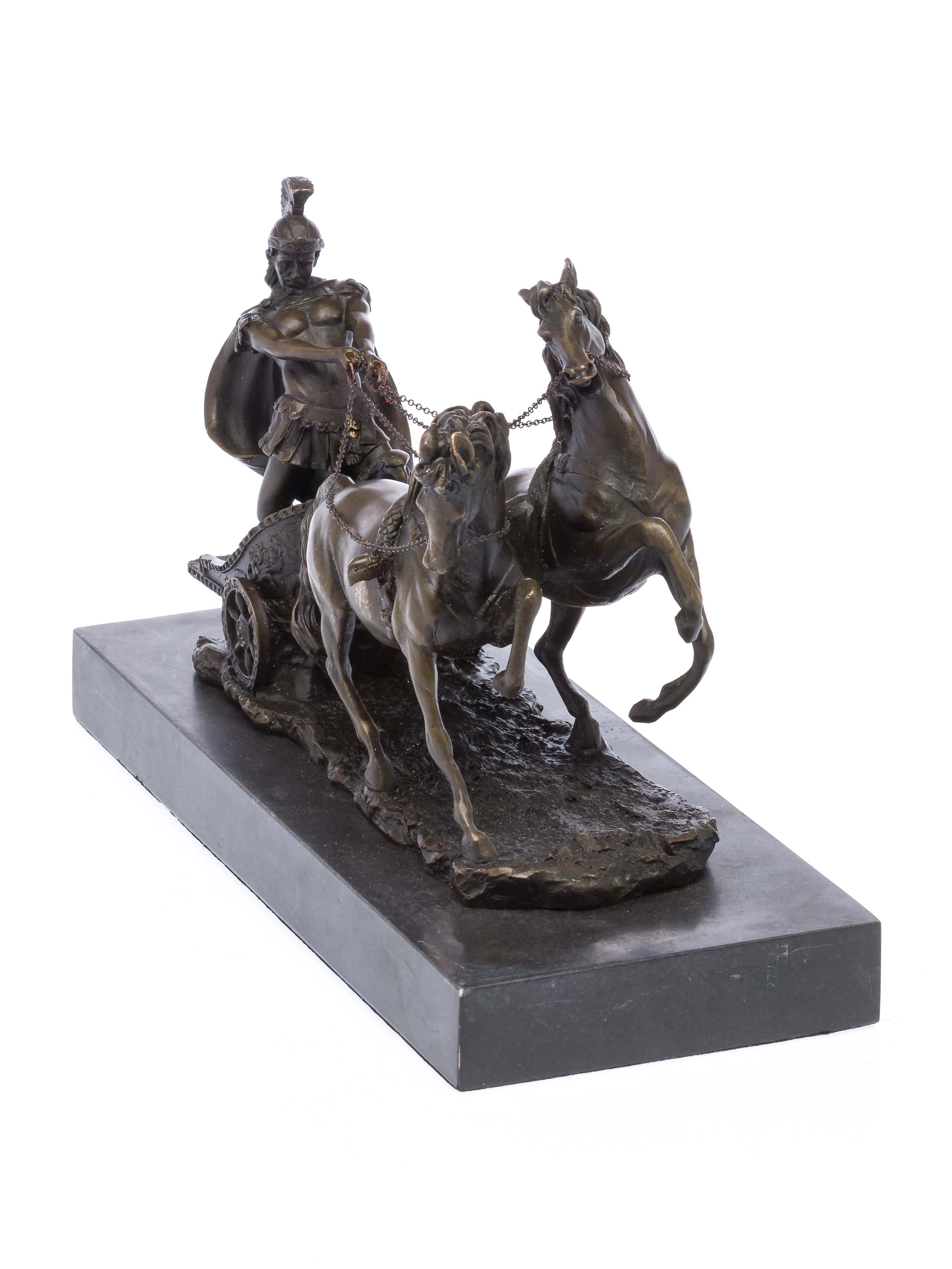 Bronzeskulptur Römer im Streitwagen Reiter Bronze Figur Skulptur 31cm sculpture