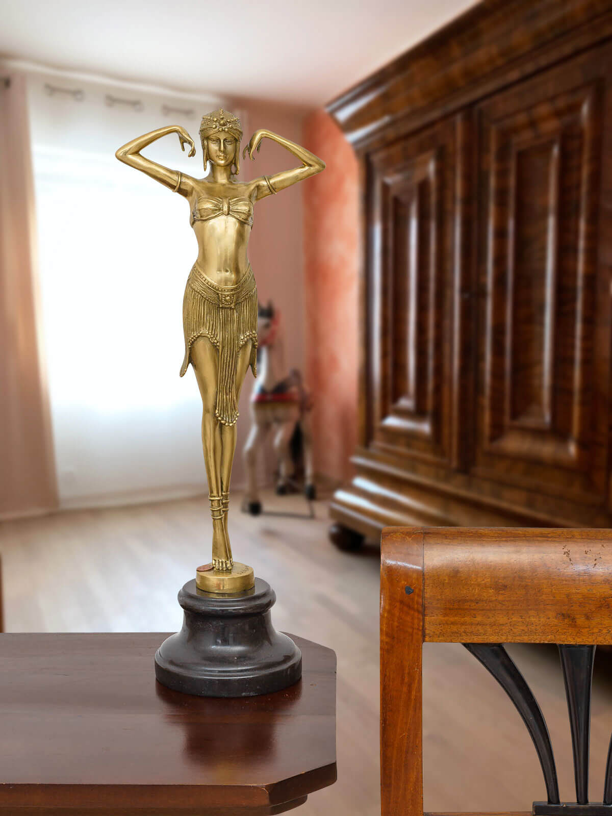 Bronzeskulptur Tänzerin Bronze Skulptur Figur Statue Tanz Art-Deco-Stil (a)