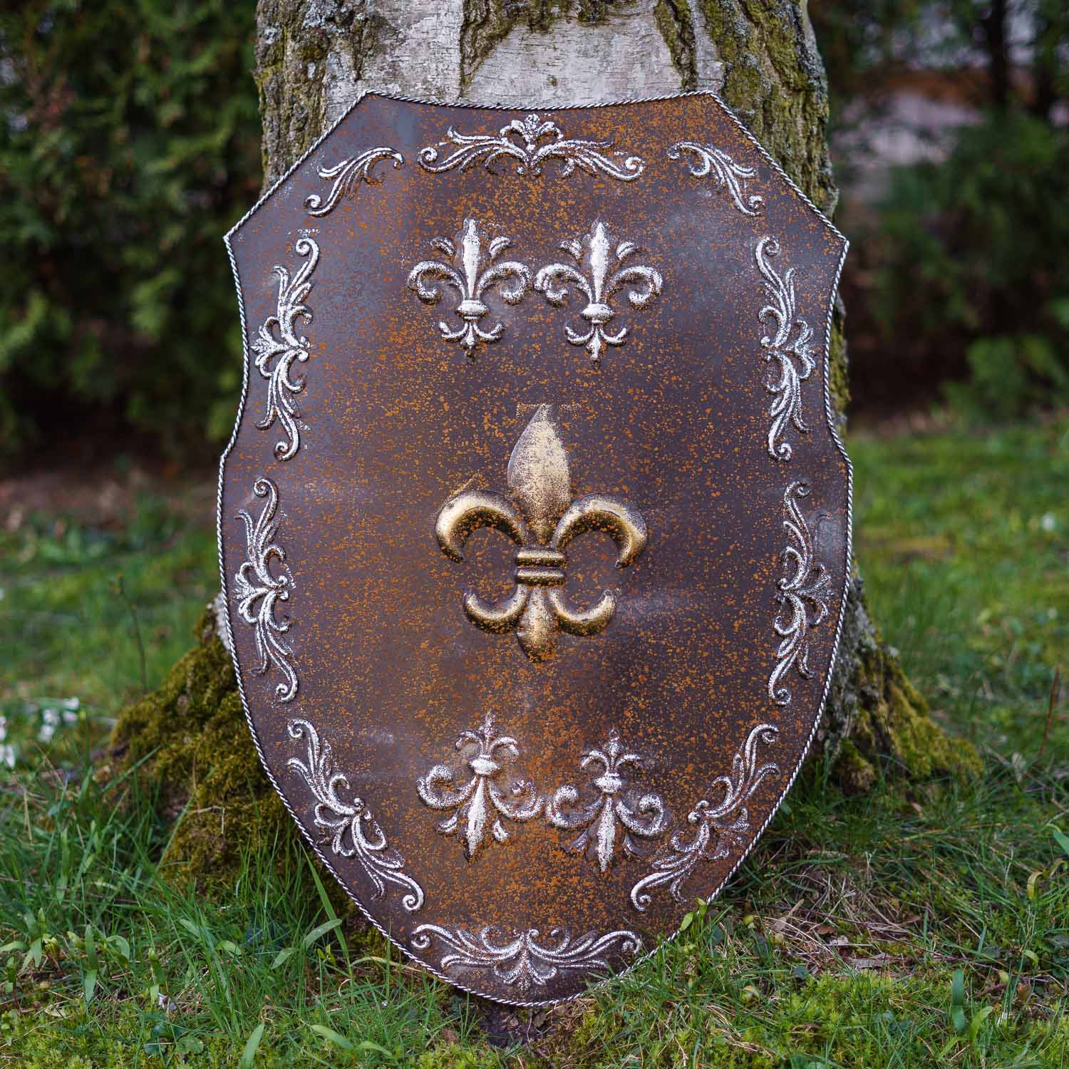 Eisenschild Ritterschild Ritter Wandschild Schild Wappen Rost Antik-Stil 71cm