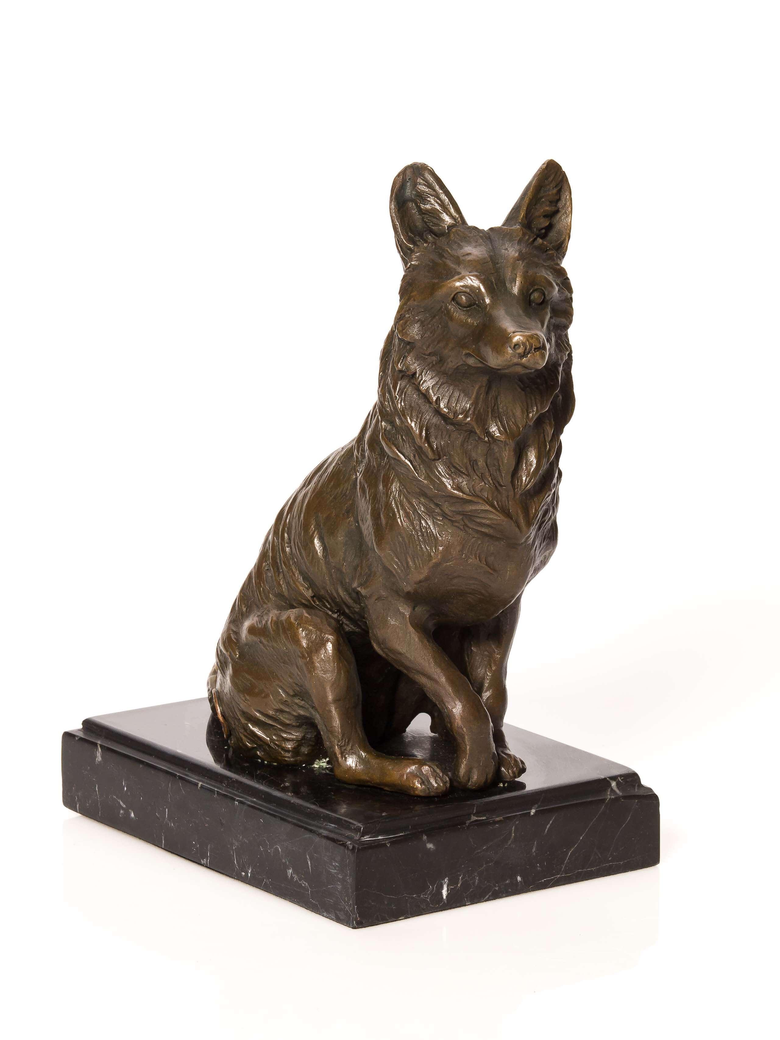Bronzeskulptur Fuchs Bronze Stein Skulptur Figur Jagd Jäger