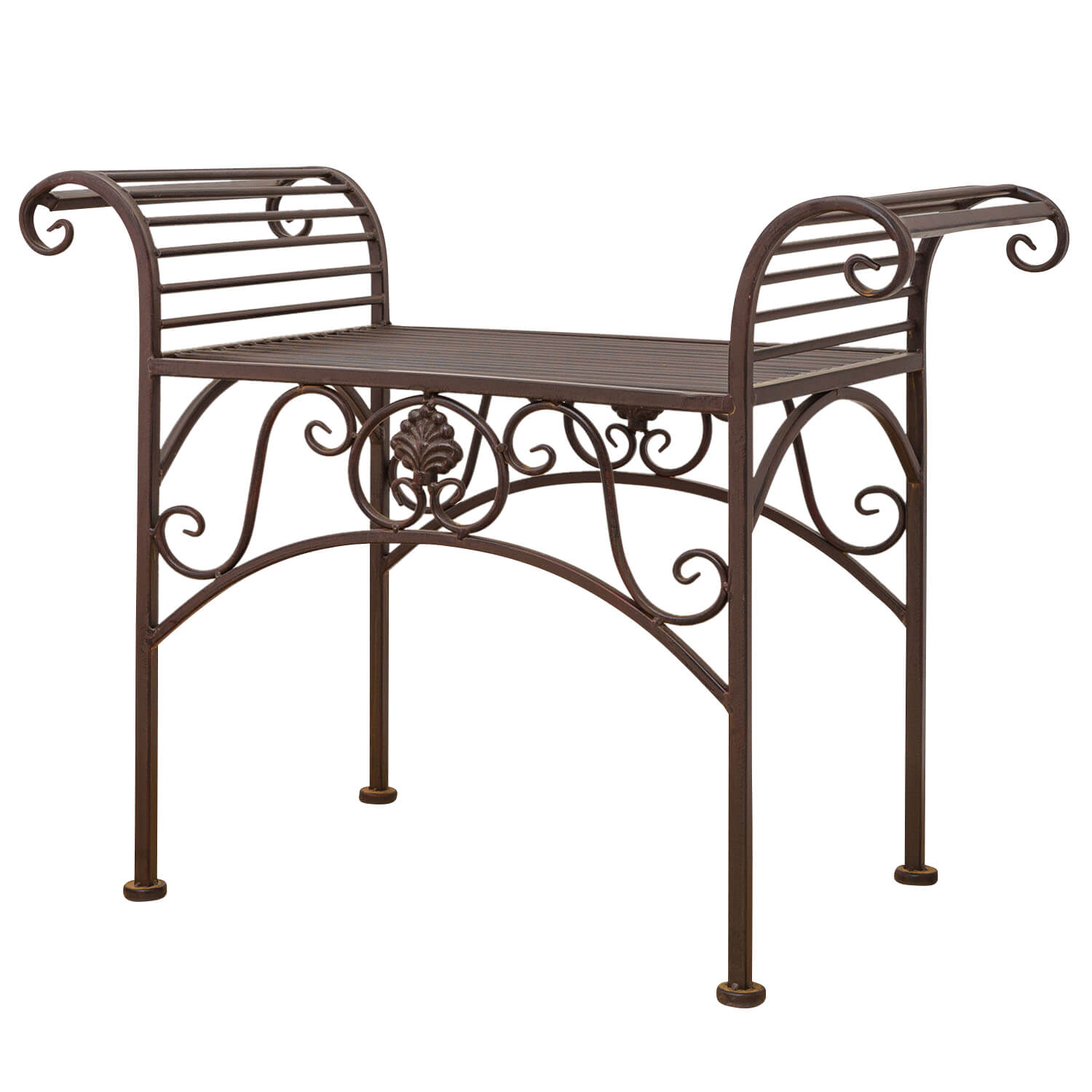 Gartenbank Eisen Metall Antik-Stil Garten Bank Gartenmöbel braun 70cm