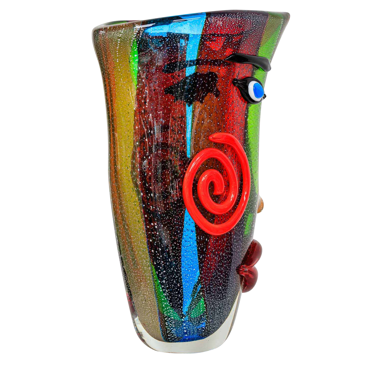 Glasvase Vase Gesicht Glas im Murano Antik Stil 38cm