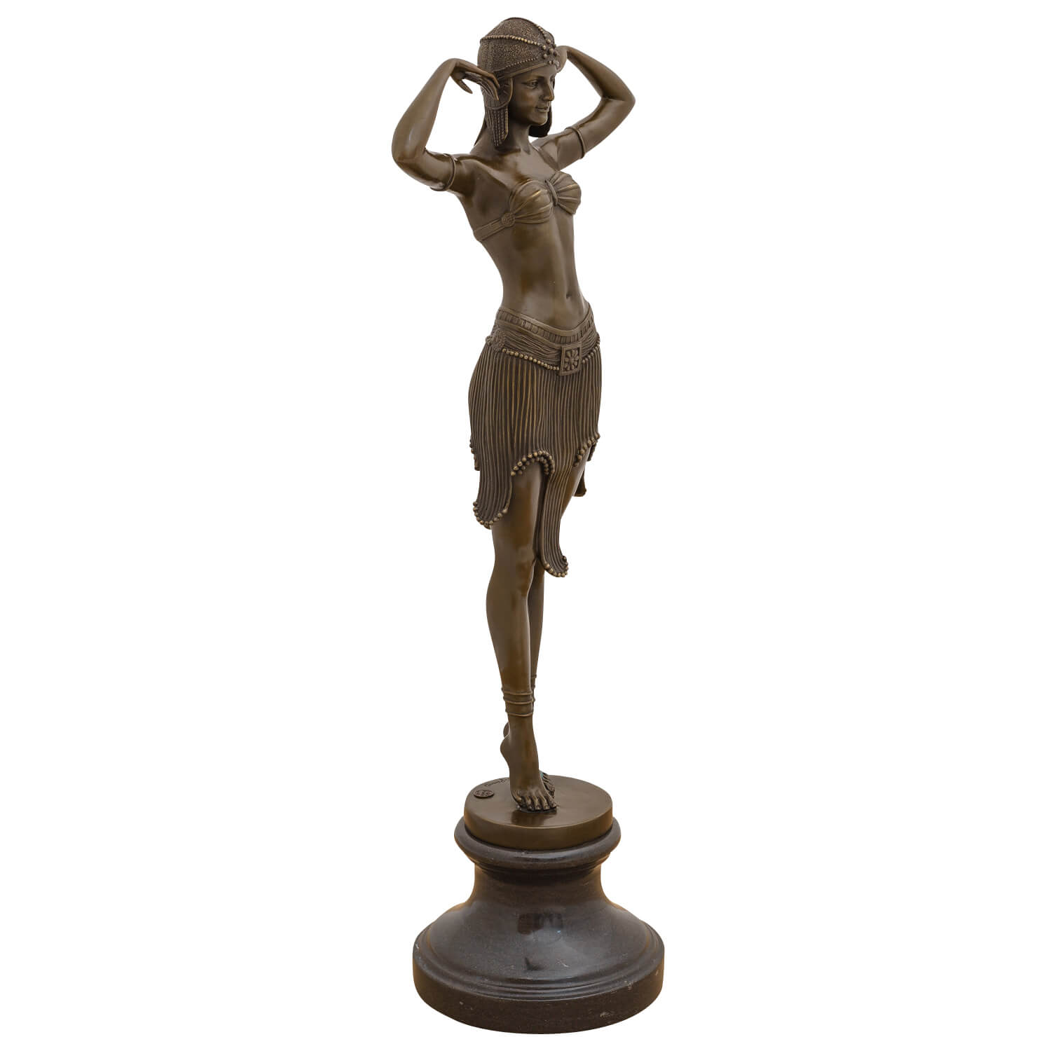 Bronzeskulptur Bronze Figur Scarab Tänzerin nach Chiparus Antik-Stil Replik 75cm