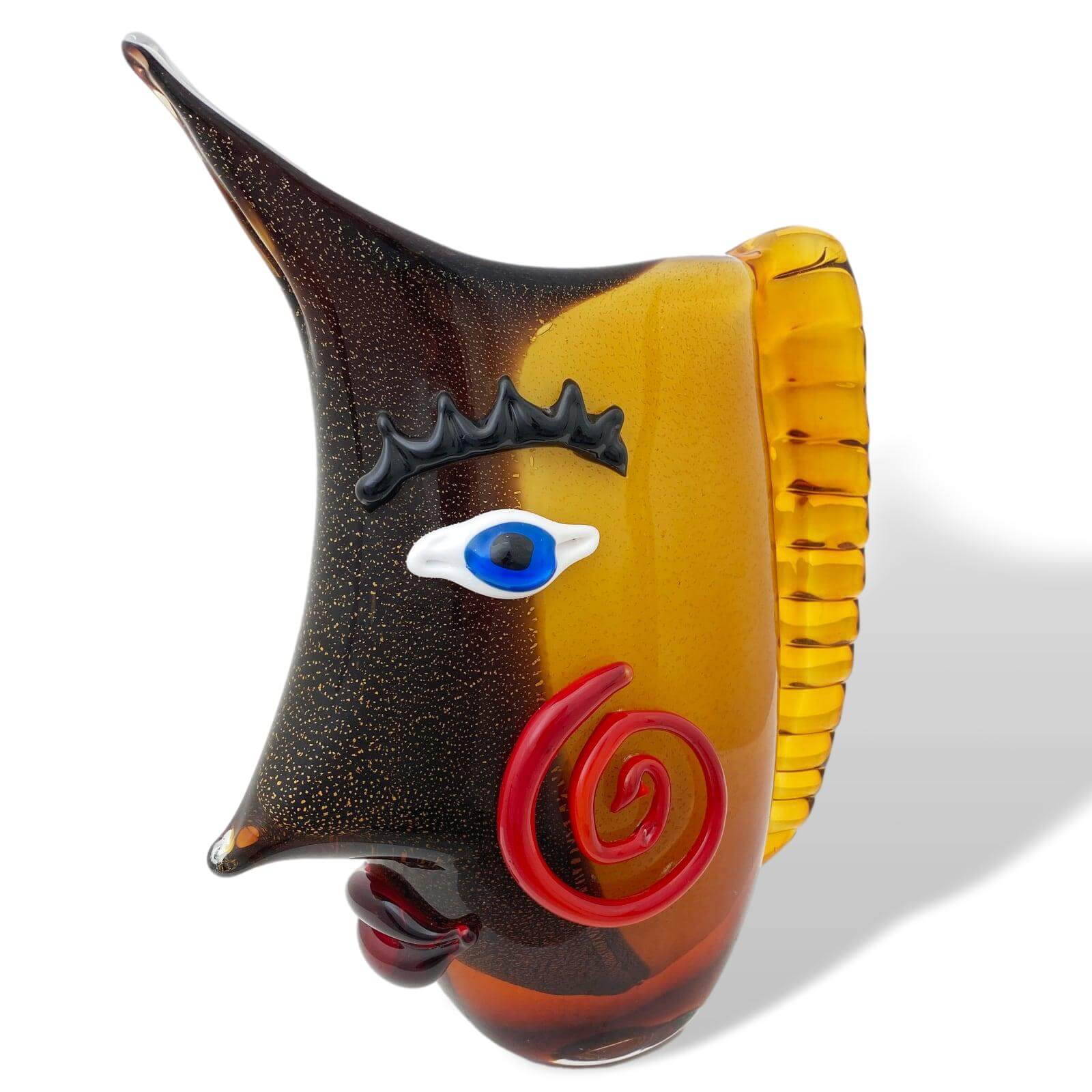 Glasvase Vase Abstrakt Blumenvase Gesicht Glas Murano-Stil Antik-Stil 33cm