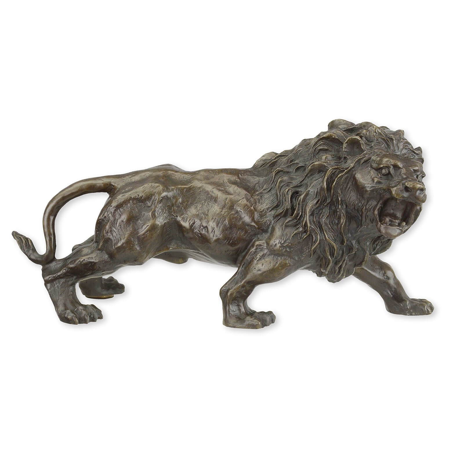 Bronzefigur Löwe Raubkatze Tier Bronze Skulptur Figur Antik-Stil 32cm