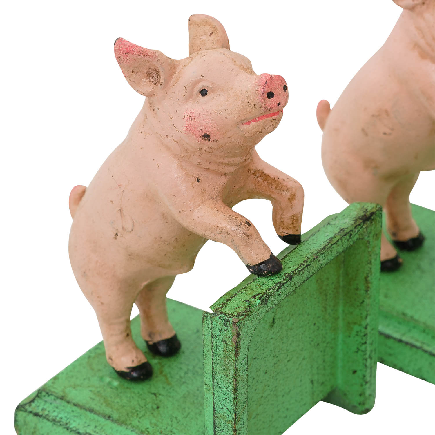 2 Buchstützen Buchständer Schwein Statue Figur Skulptur Eisen 14cm Antik-Stil