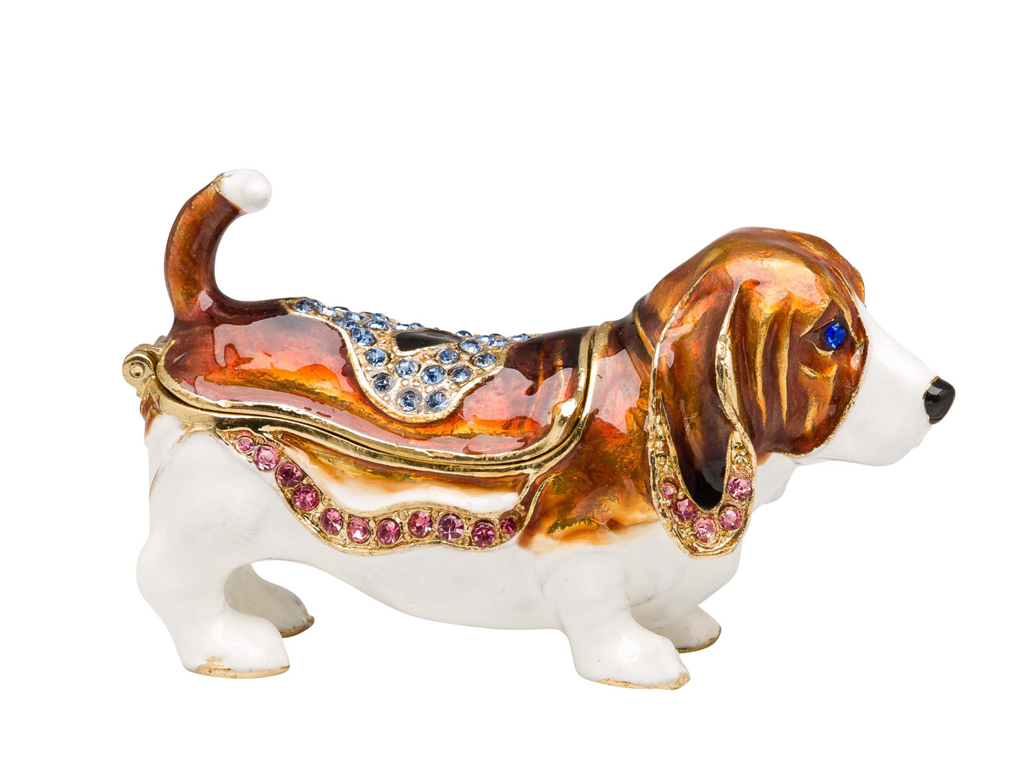 Basset Hound Hund Pillendose Schmuckdose Dose Pillenbox Box Dose Pille Figur