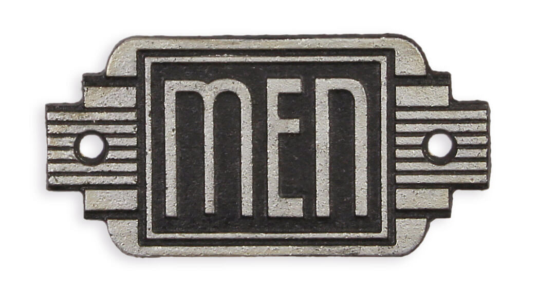 Ein gusseisernes Art-Déco-Schild „Männer“ Replikat Retro Design Dekoration