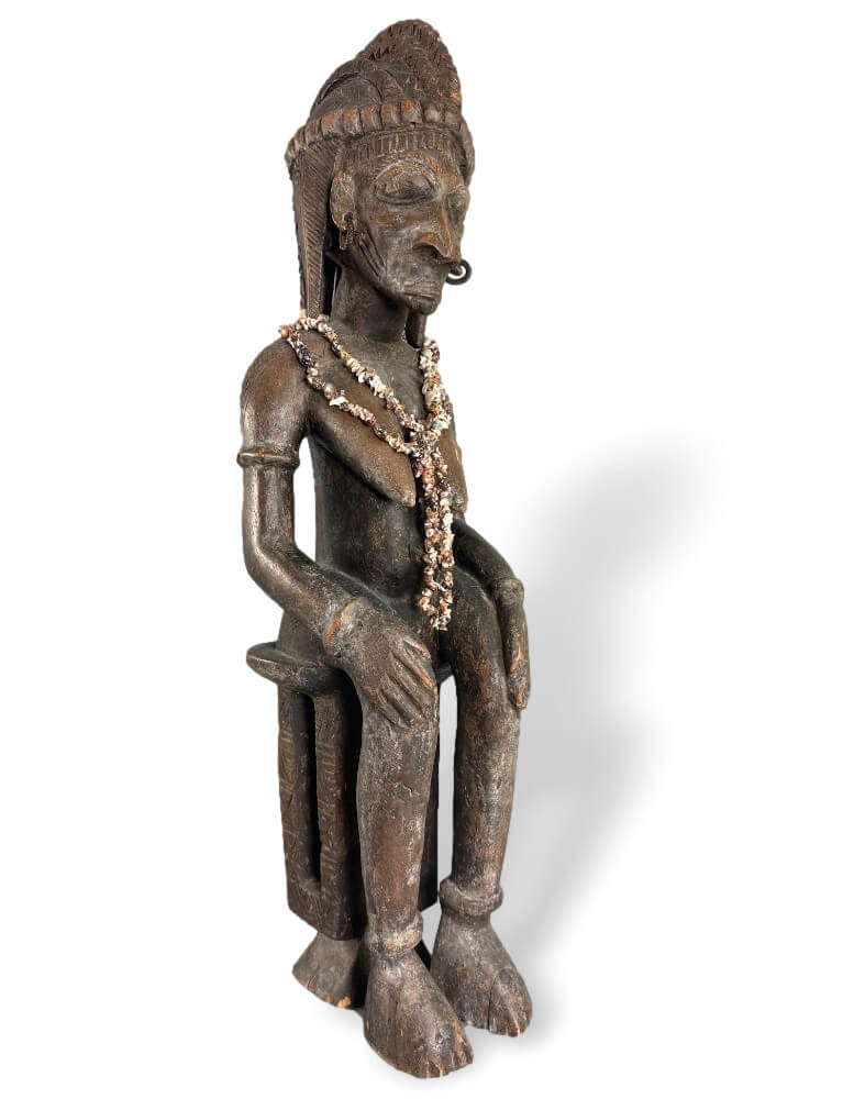 statue, Figur, Holz, Perlenkette, dunkelbraun