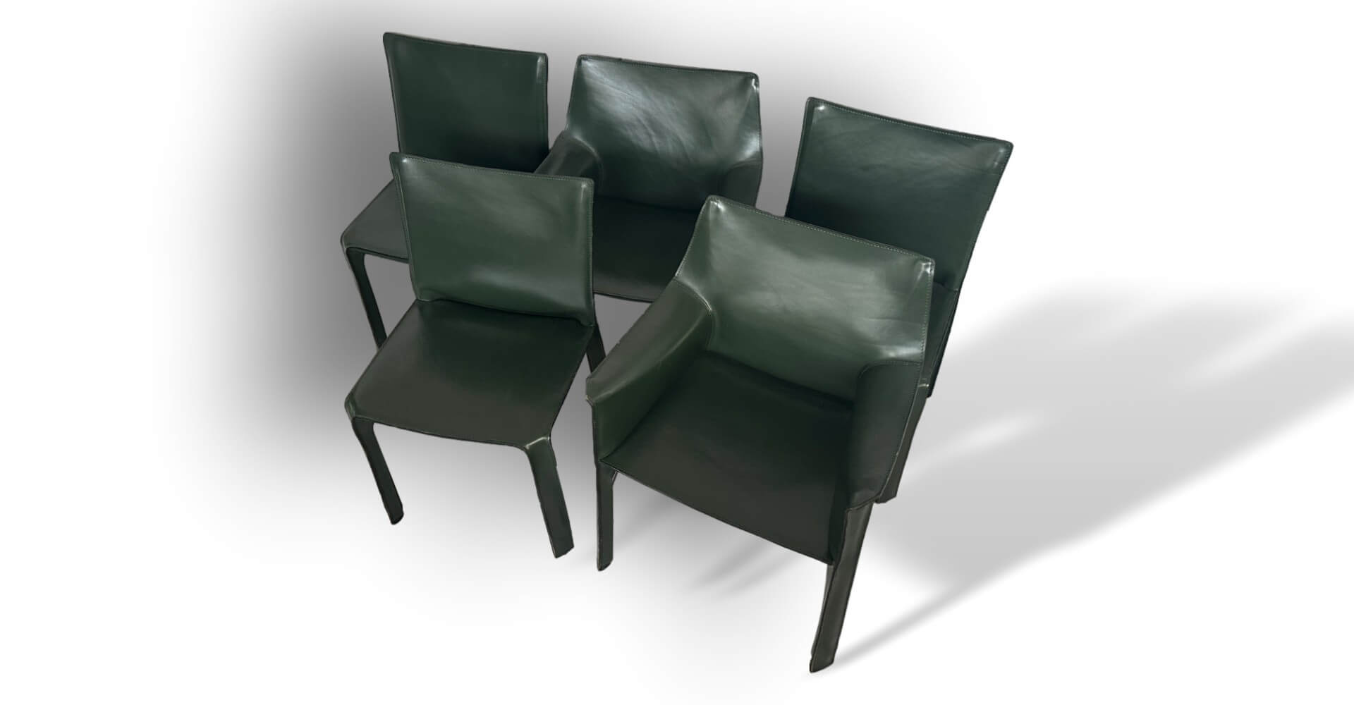 Stuhl, Sessel, Leder, Grün, Vierergruppe