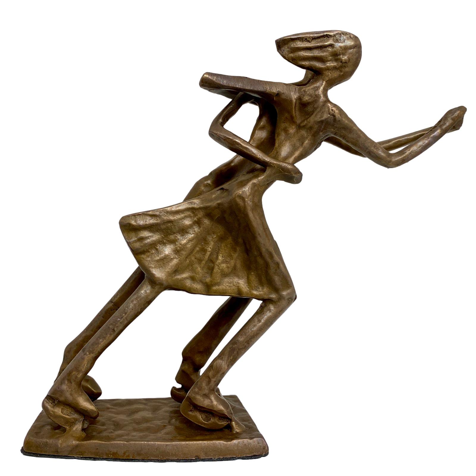 Skulptur Paarlauf Schlittschuhe  Eiskunstlauf Bronze Figur Moderne Pokal Eislauf