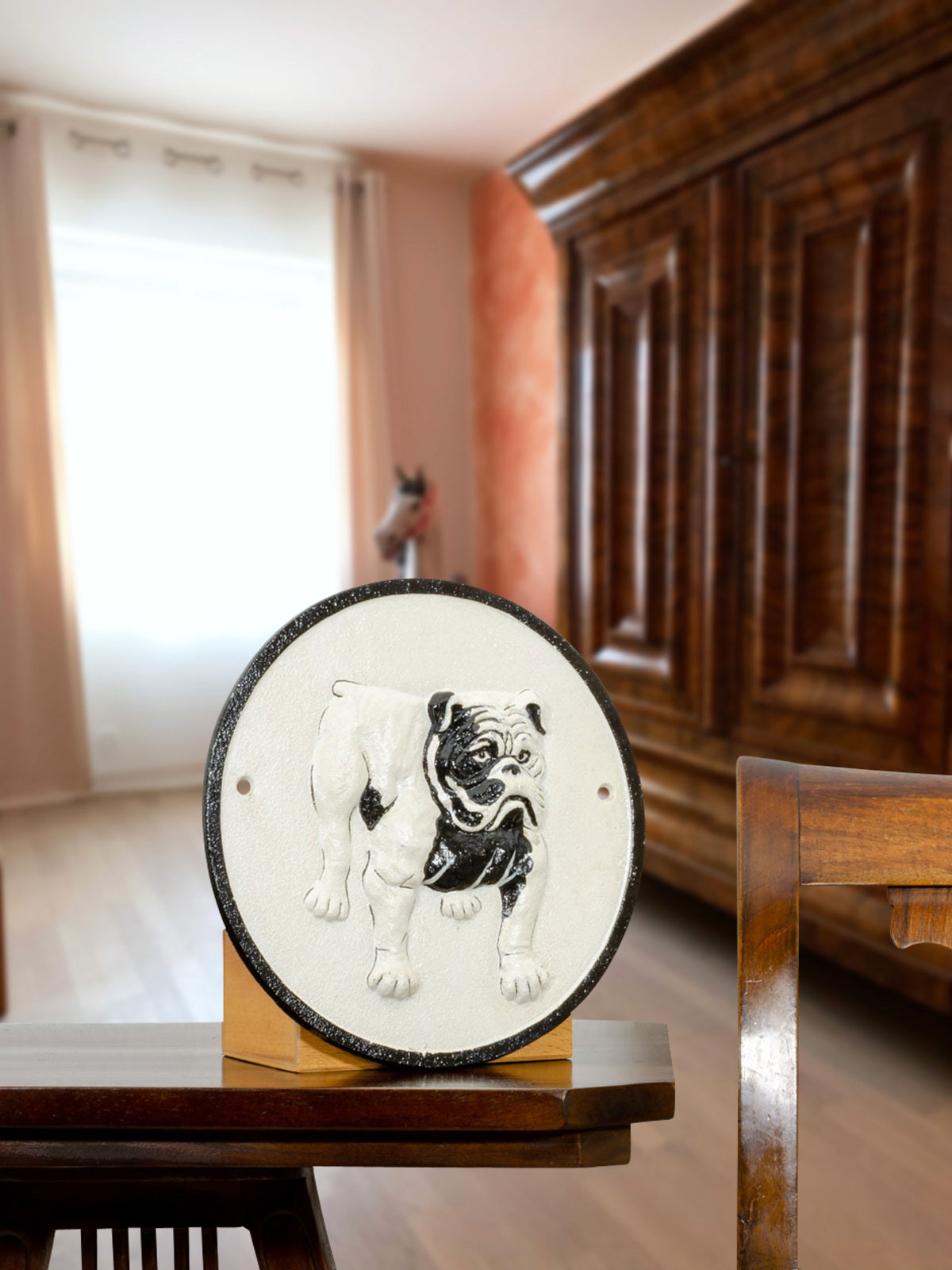 Nostalgie Türschild Bulldogge Hund Schild Eisen Dekoration Antik-Stil 24cm