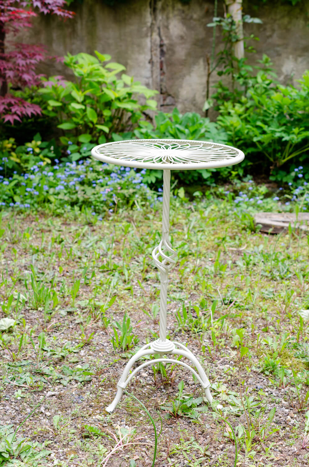Tisch Gartentisch Beistelltisch Metall antik Stil weiss
