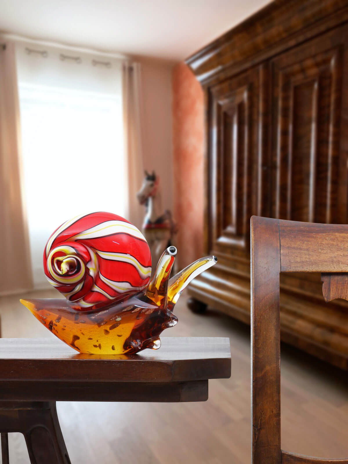 Glasfigur Figur Skulptur Glas Glasskulptur Schnecke Murano-Stil Antik-Stil 22cm