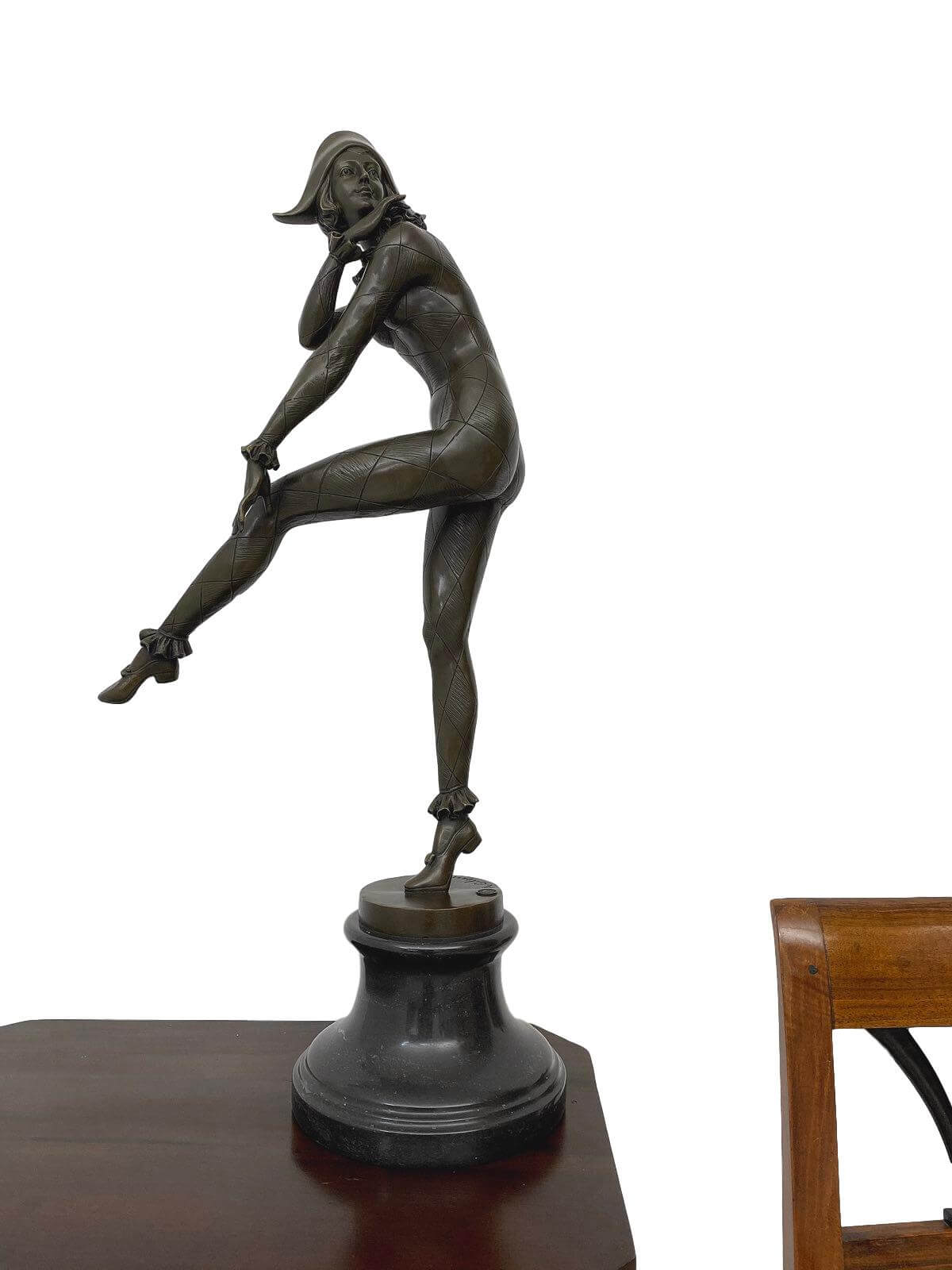 Bronzeskulptur Harlekin Frau nach Alfred Gilbert Bronze Figur 72cm Replik Kopie