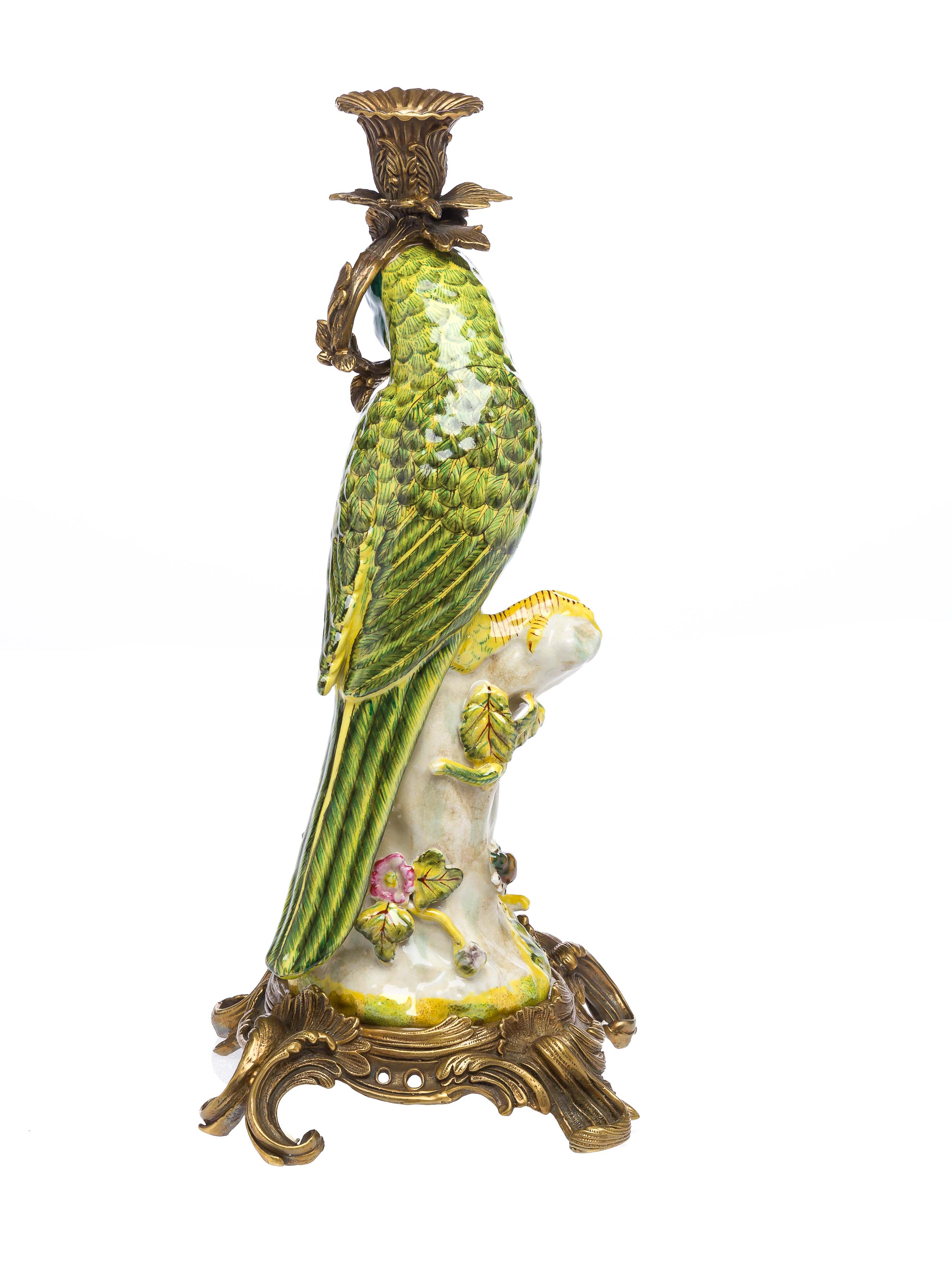 Papagei Kerzenständer Porzellan Antikstil Kerzenleuchter 37cm candlestick parrot